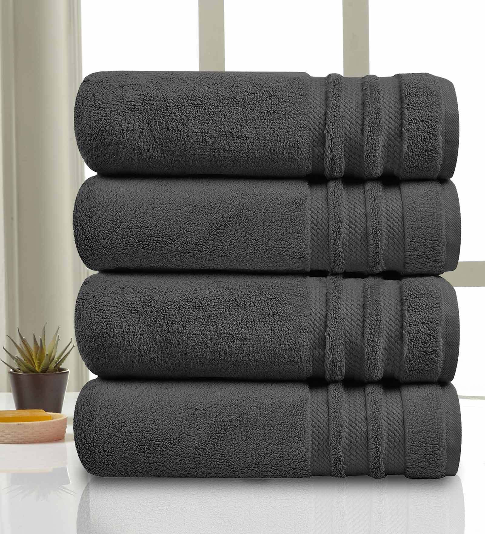 Black Solid 625 GSM Cotton Bath Towels (Set of 4)