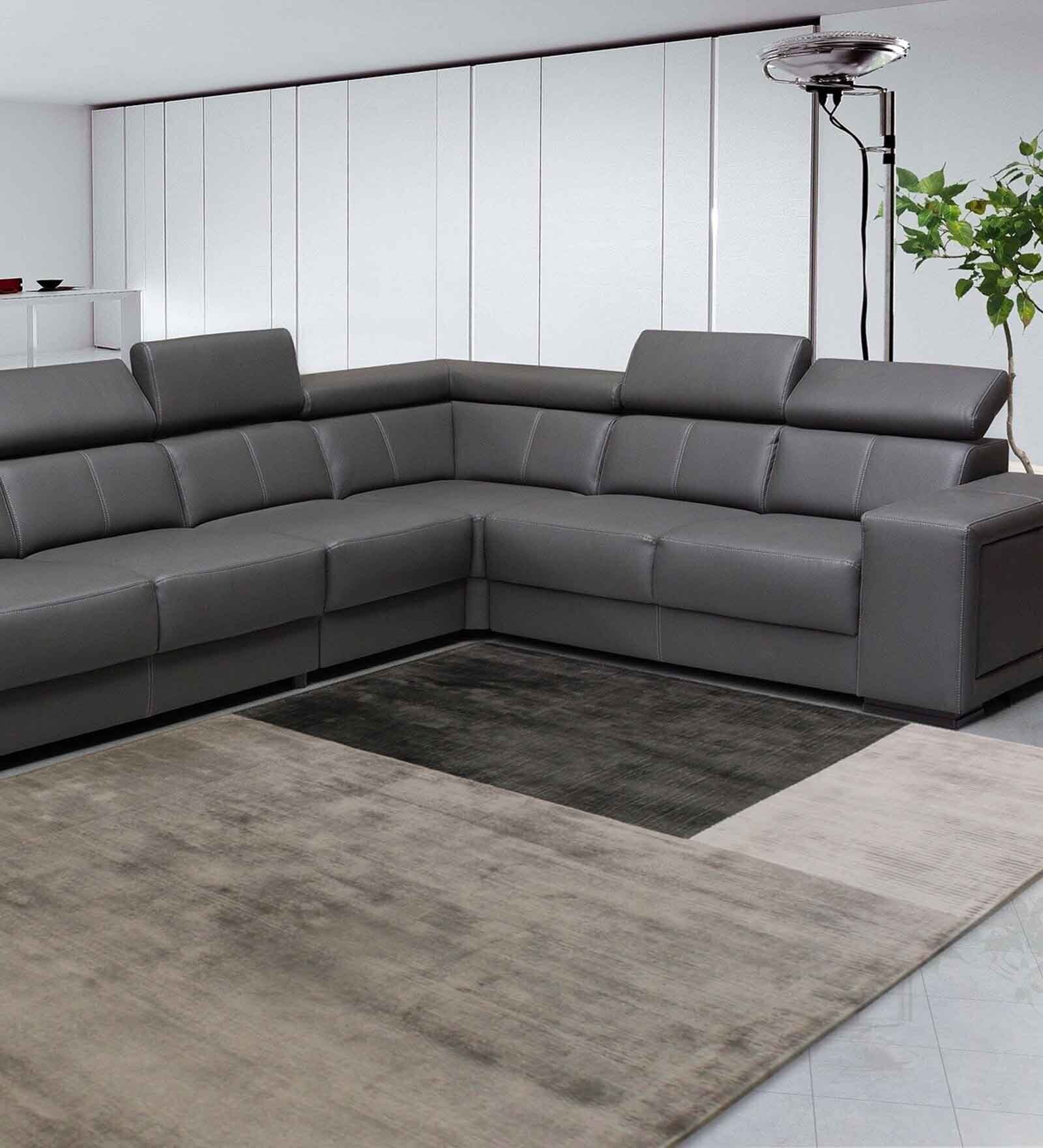 Charcoal Gray Viscose Abstract Hand Woven Carpet