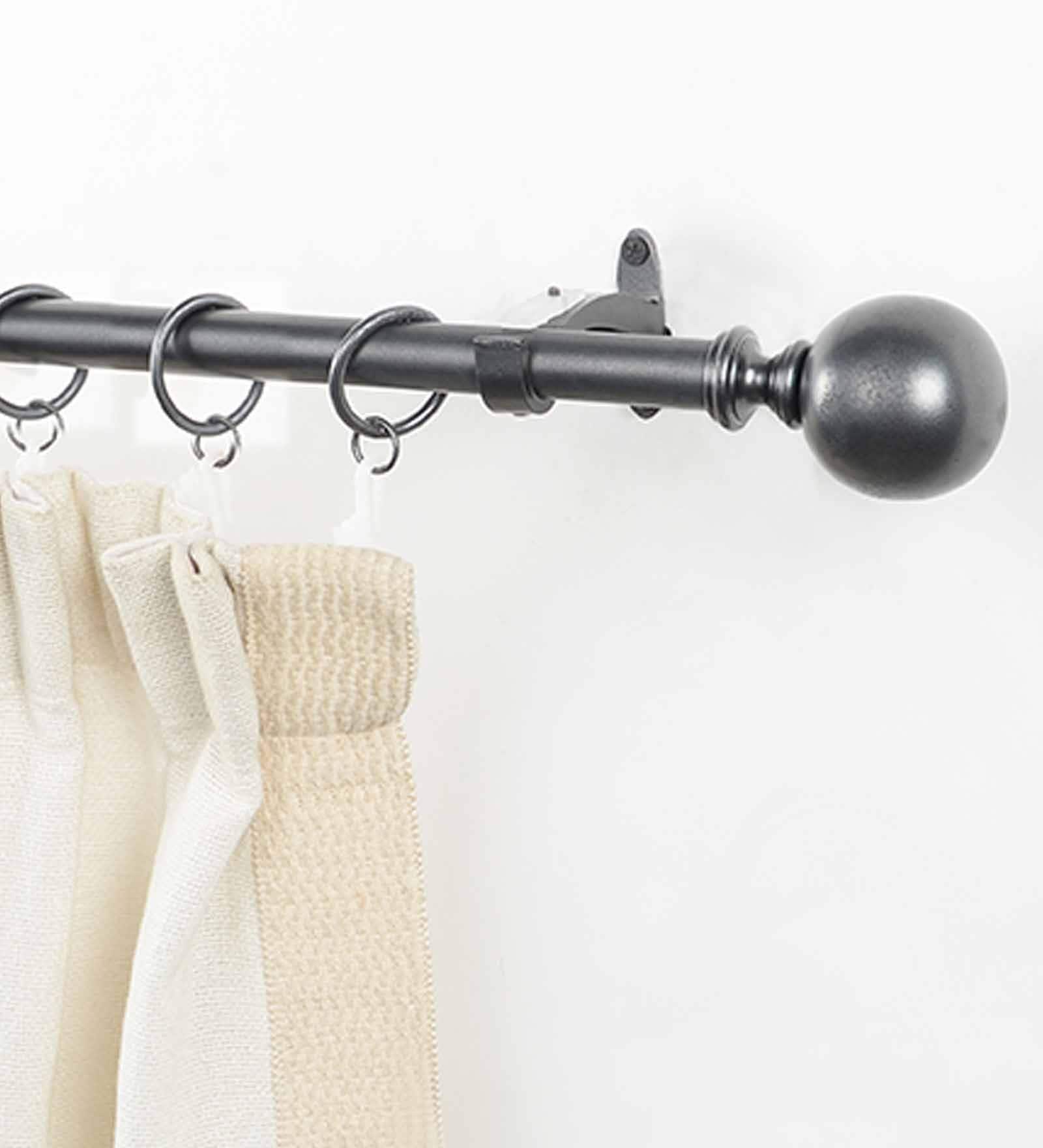 Charcoal Grey Iron Curtain Rod (52-144 Inches) With Bracket Charcoal Grey Iron Curtain Rod (52-144 Inches) With Bracket