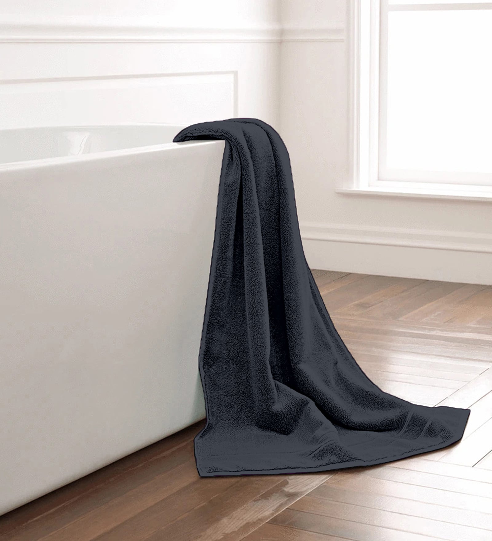 Charcoal Grey Cotton Solid 550 GSM Bath Towel