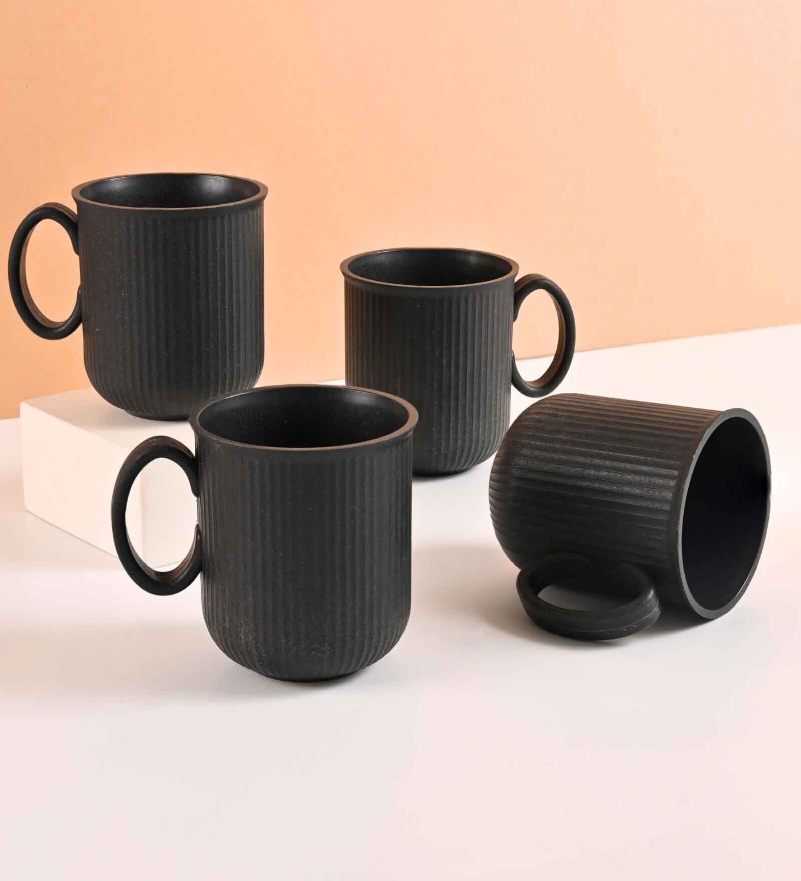 Charcoal Statement Coffee Mug 350 ml (4 Pc)Rice Husk Biocomposite