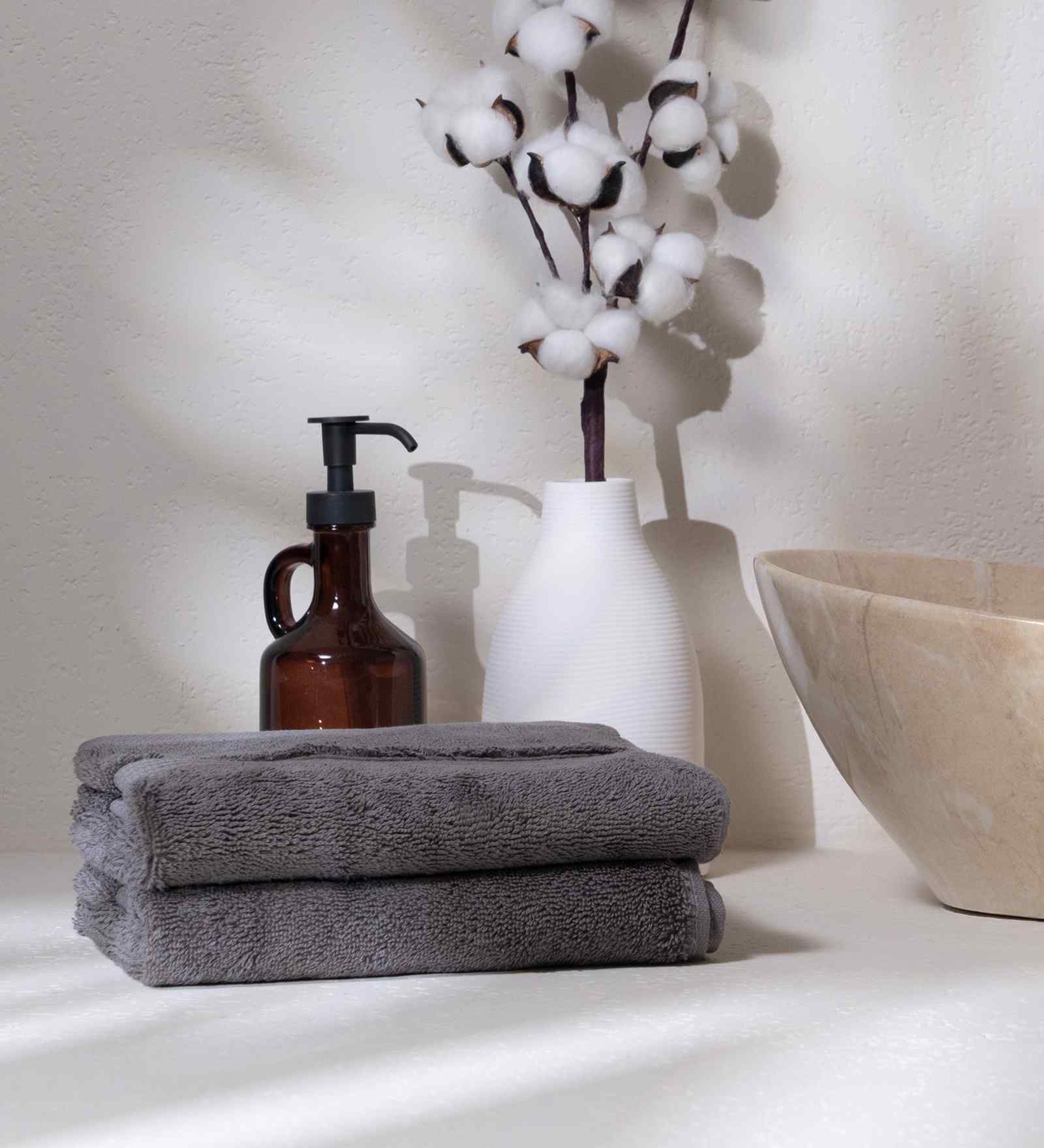 Charcoal Stone 100% Organic Cotton Solid 550 GSM Hand Towels Pack of 2