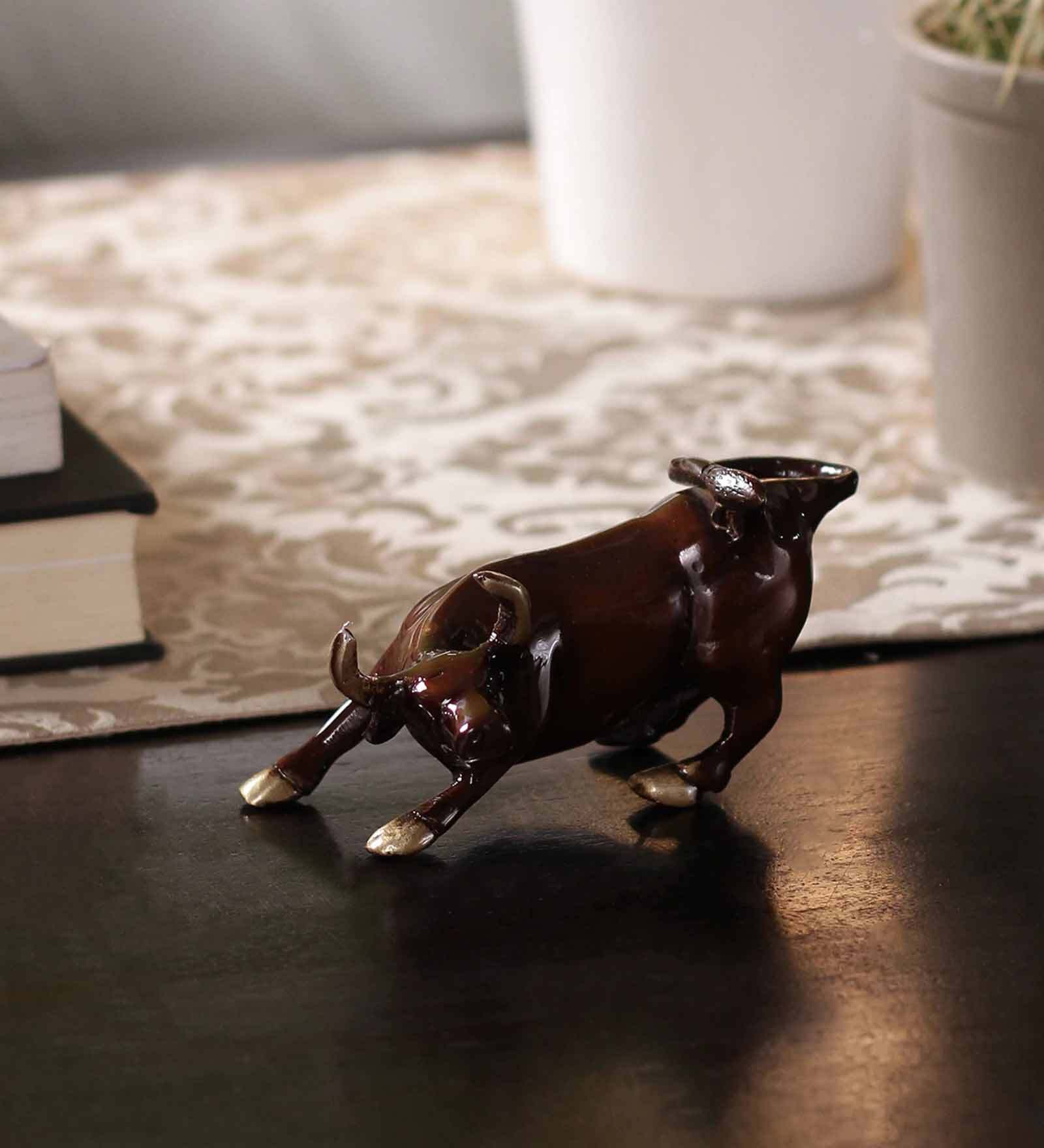 Charging Bull Brass Figurine