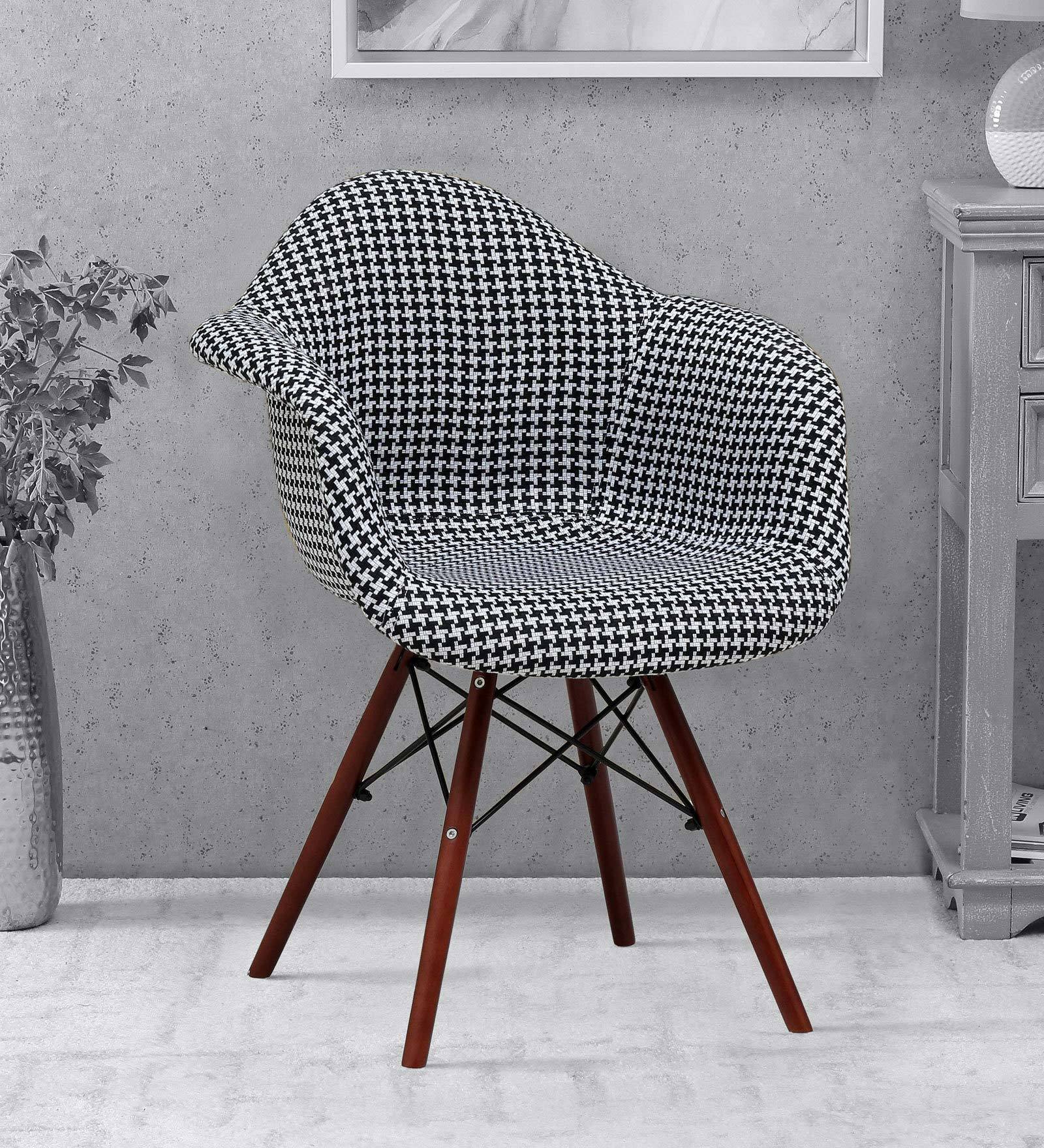 Charon Fabric Iconic Chair in Black & White Colour