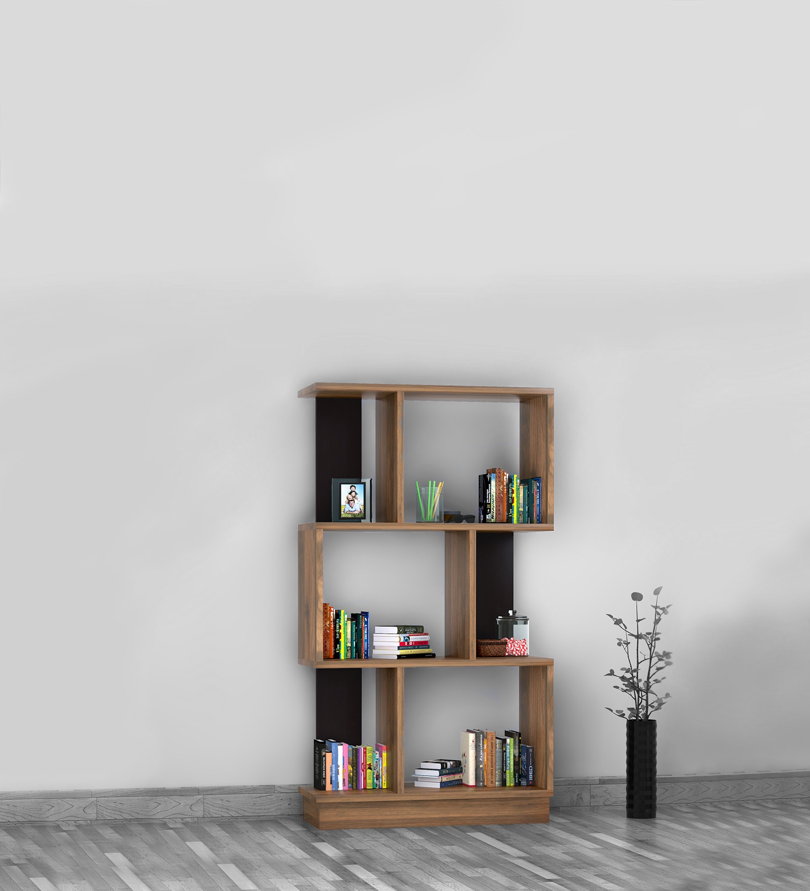 Checkers 3 Tier Bookshelf in Walnut Colour