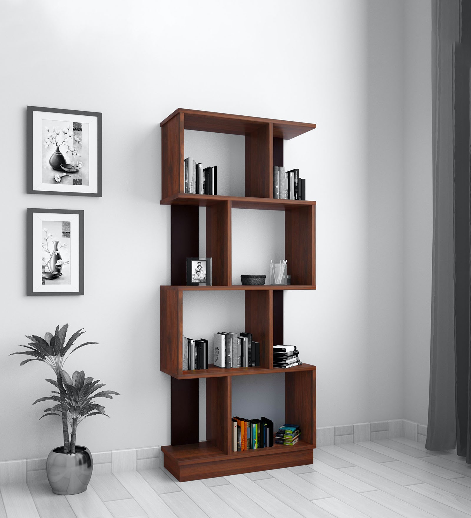 Checkers Medium Bookshelf In Classic Walnut Finish