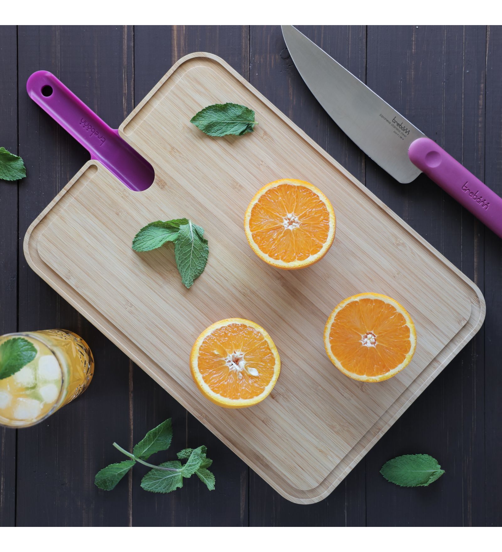 Chef Knife with Bamboo Handle (Purple)