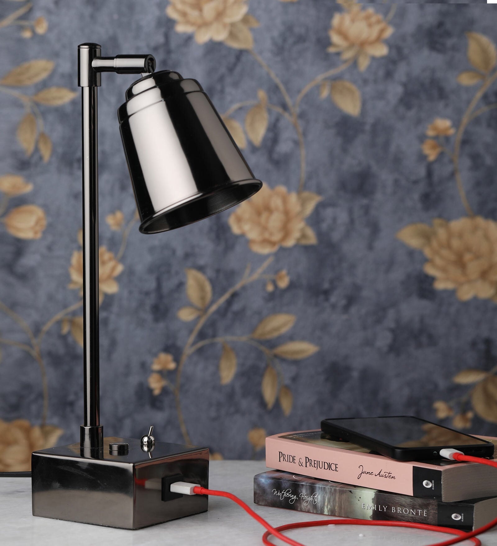 Lorelai Black USB Study Lamp With Metal Base