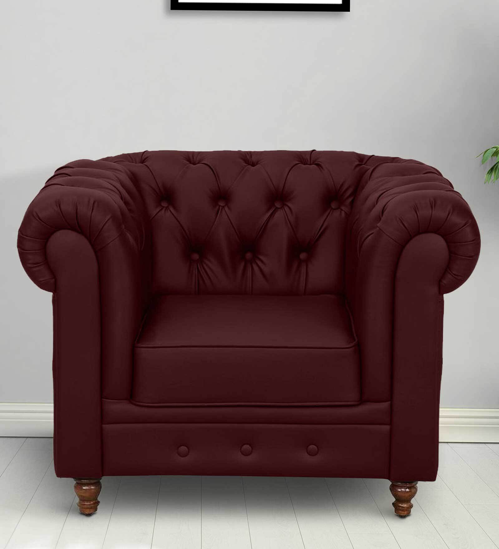 Buy Cheshire Velvet 1 Seater Sofa in Wine Colour at 34% OFF by ...