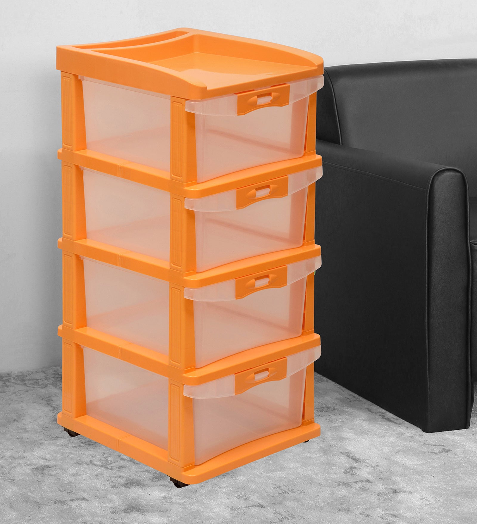 Buggy Plastic Kids Chest Of Drawers in Orange Colour