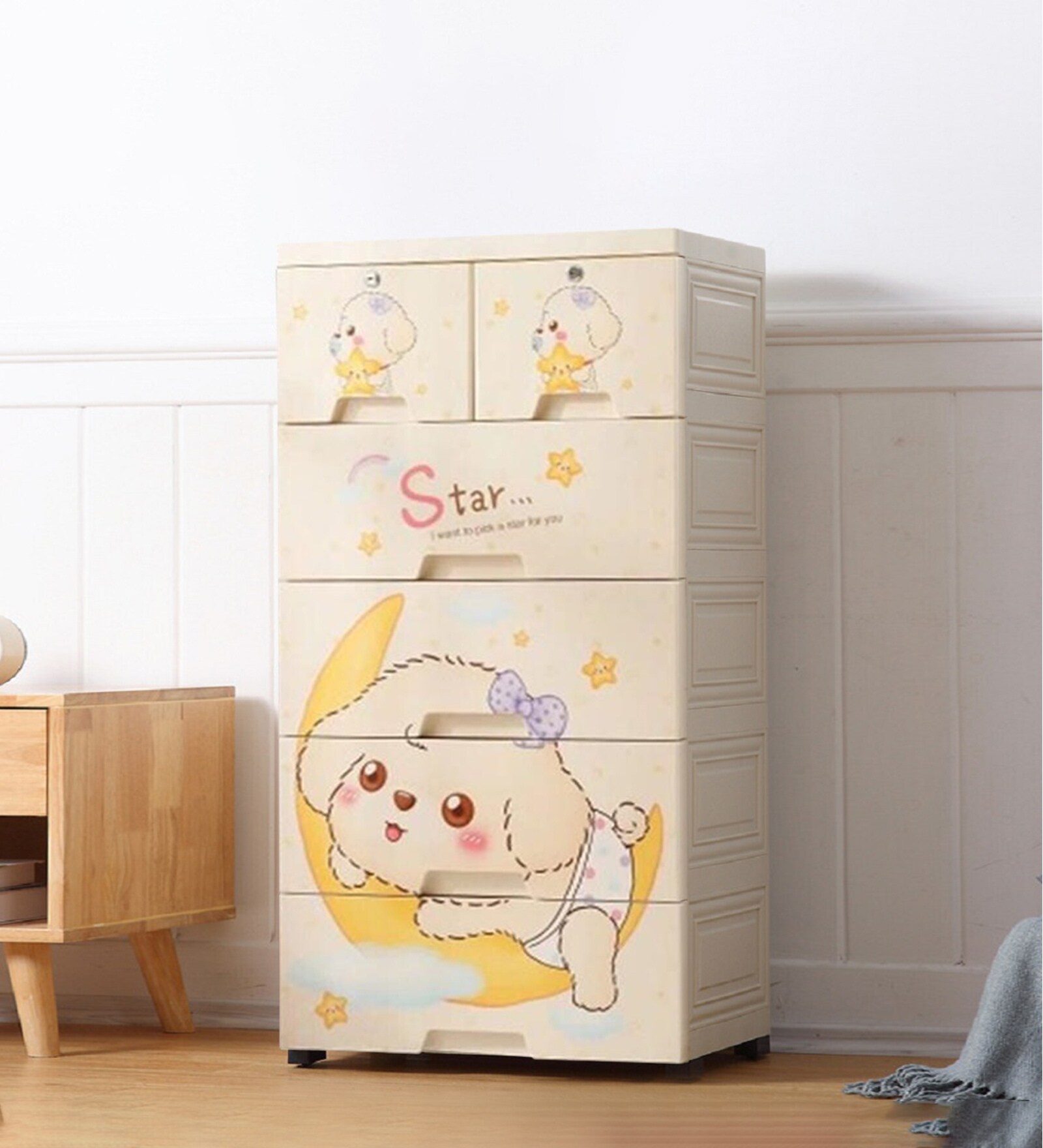Chest Of Drawers For Kids In Beige Colour