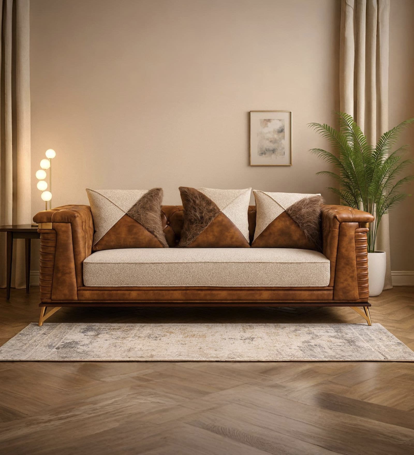 ChesterWeave Leatherette Three Seater Sofa in Brown Colour ChesterWeave Leatherette Three Seater Sofa in Brown Colour