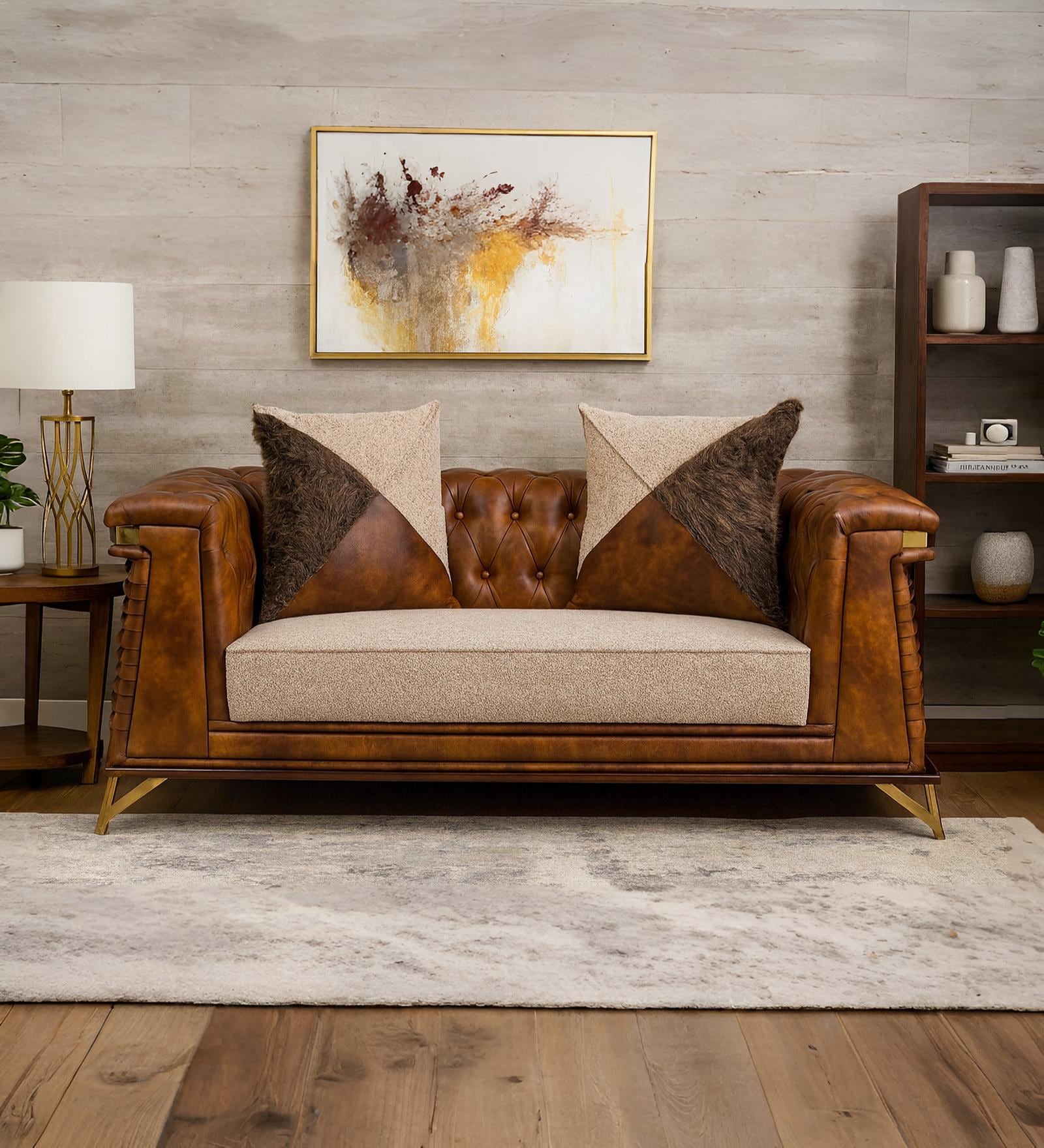 ChesterWeave Leatherette Two Seater Sofa in Brown Colour ChesterWeave Leatherette Two Seater Sofa in Brown Colour