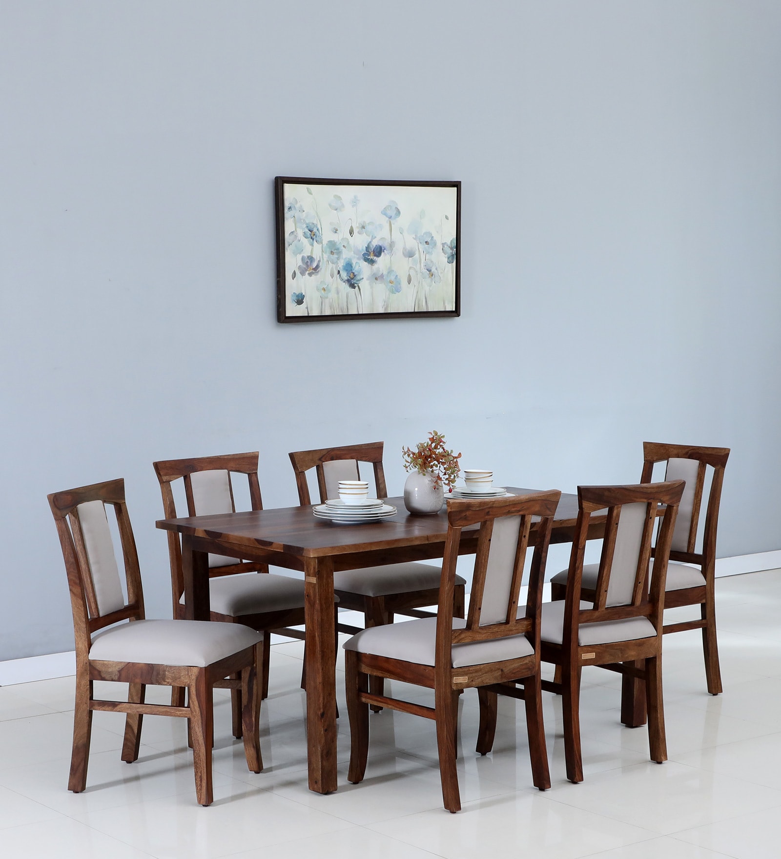Chetas Sheesham 6 Seater Dining Sets In Provincial Teak Finish