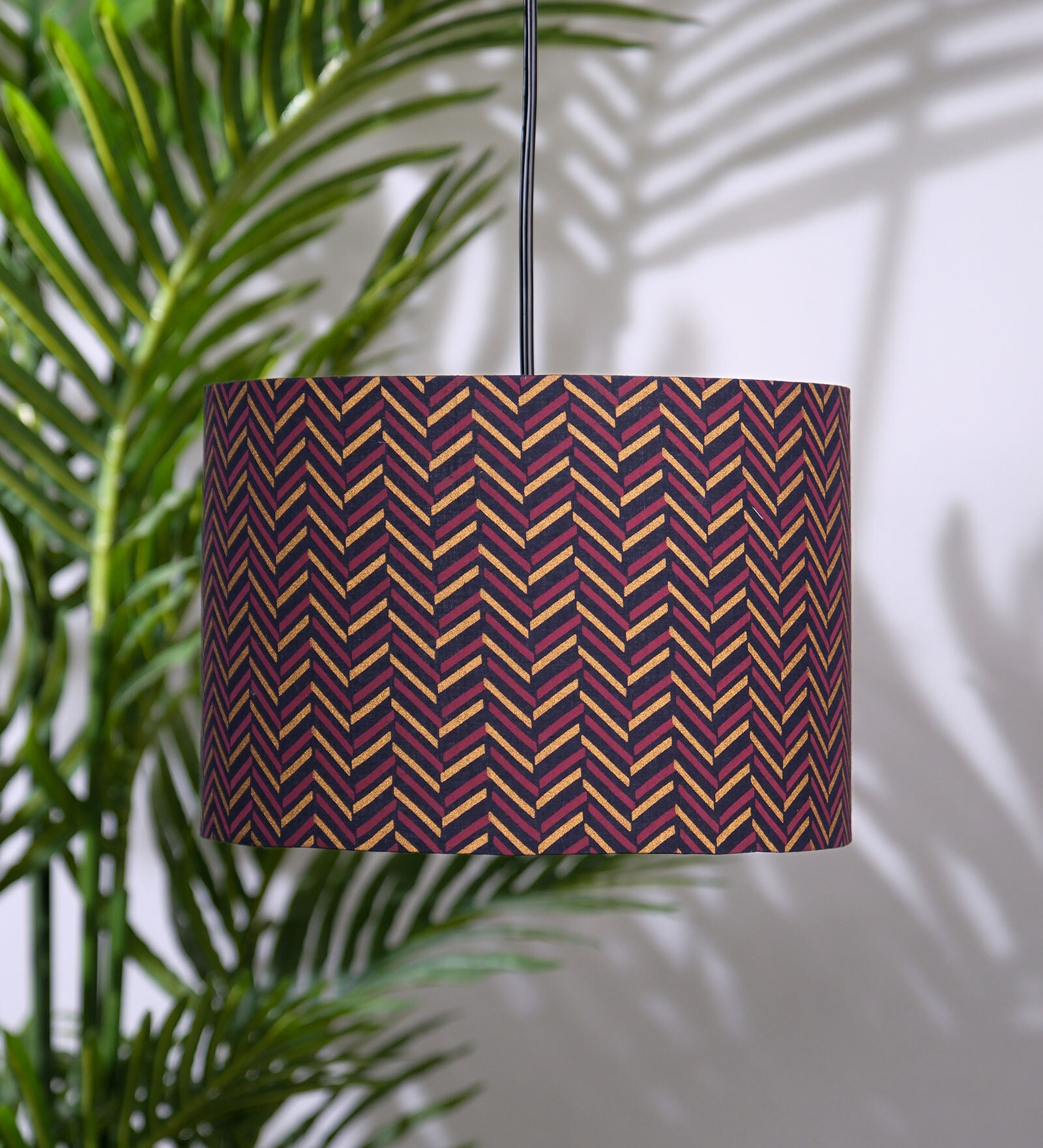 Chevron Block Print Drum Lampshade