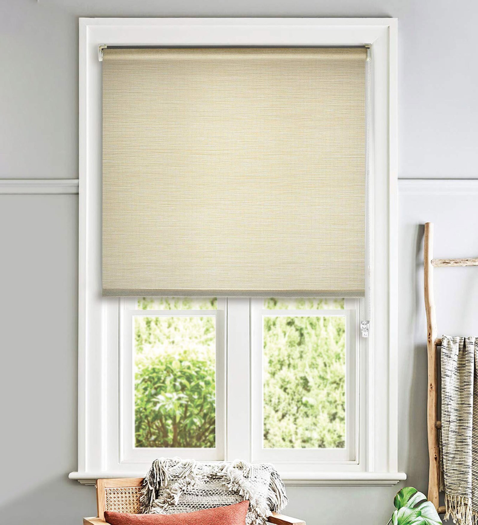 Buy Chic Corded Faux Wood 84X42 Roller Blind By Deco Window Online