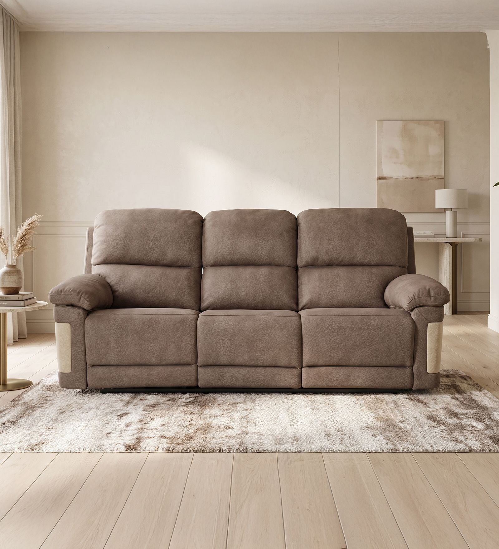Chicago 3 Seater Recliner In Beige Colour Chicago 3 Seater Recliner In Beige Colour