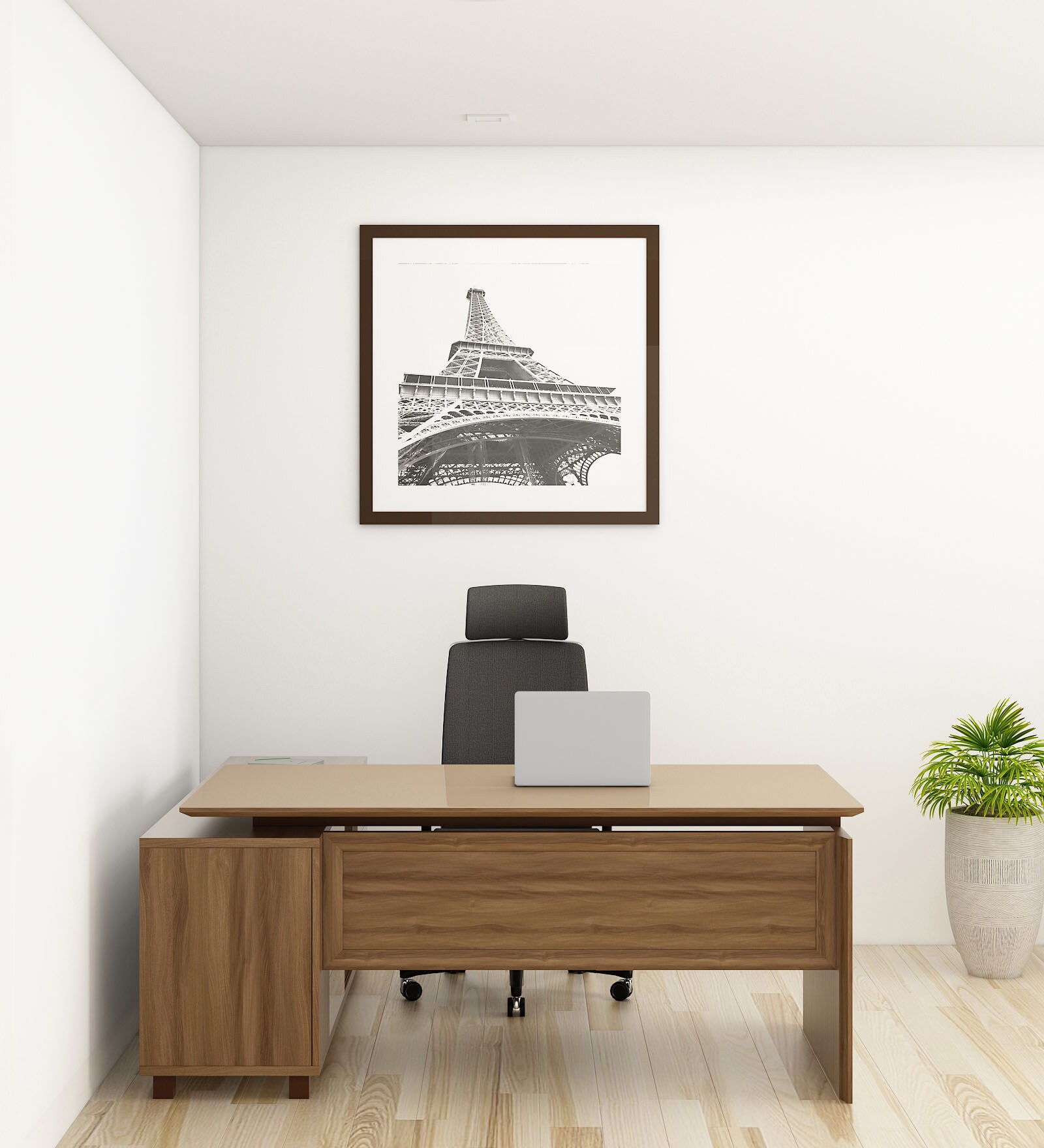 Chief Work Station in Walnut Bronze And Cappuccino Finish