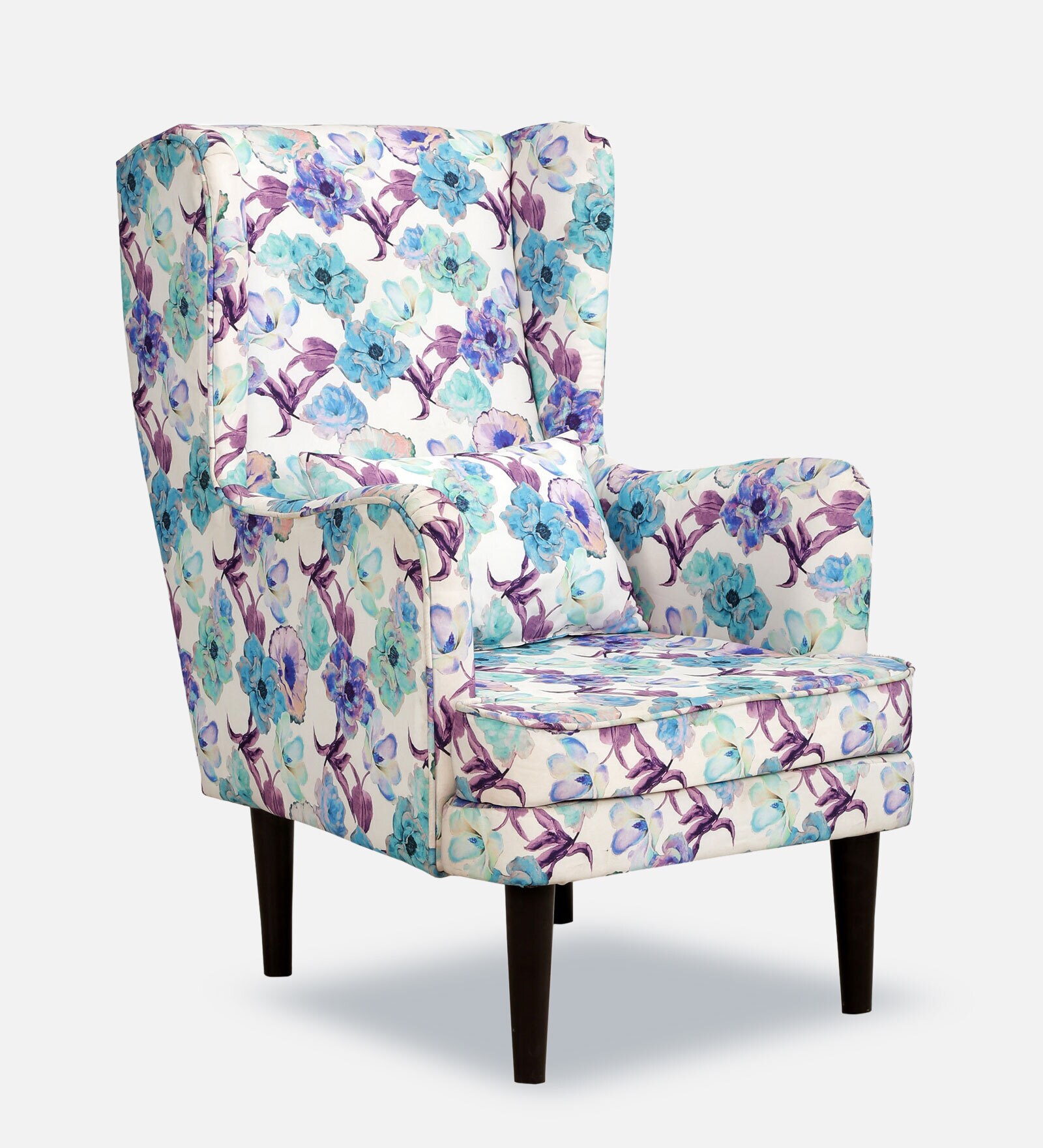 Chigaro Wing Chair with Cushion Blue Floral Print Chigaro Wing Chair with Cushion Blue Floral Print