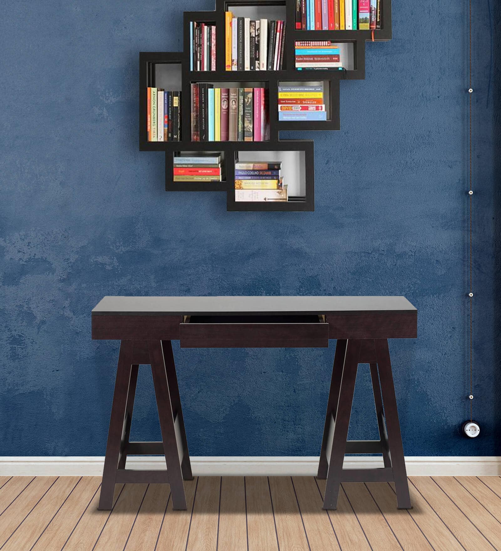Chikato Study Table in Cappuccino Finish