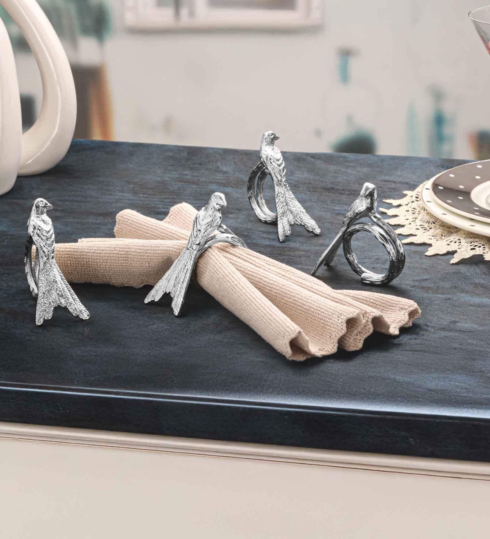 Chirp Loops Napkin Rings-Silver (Pack Of 4)