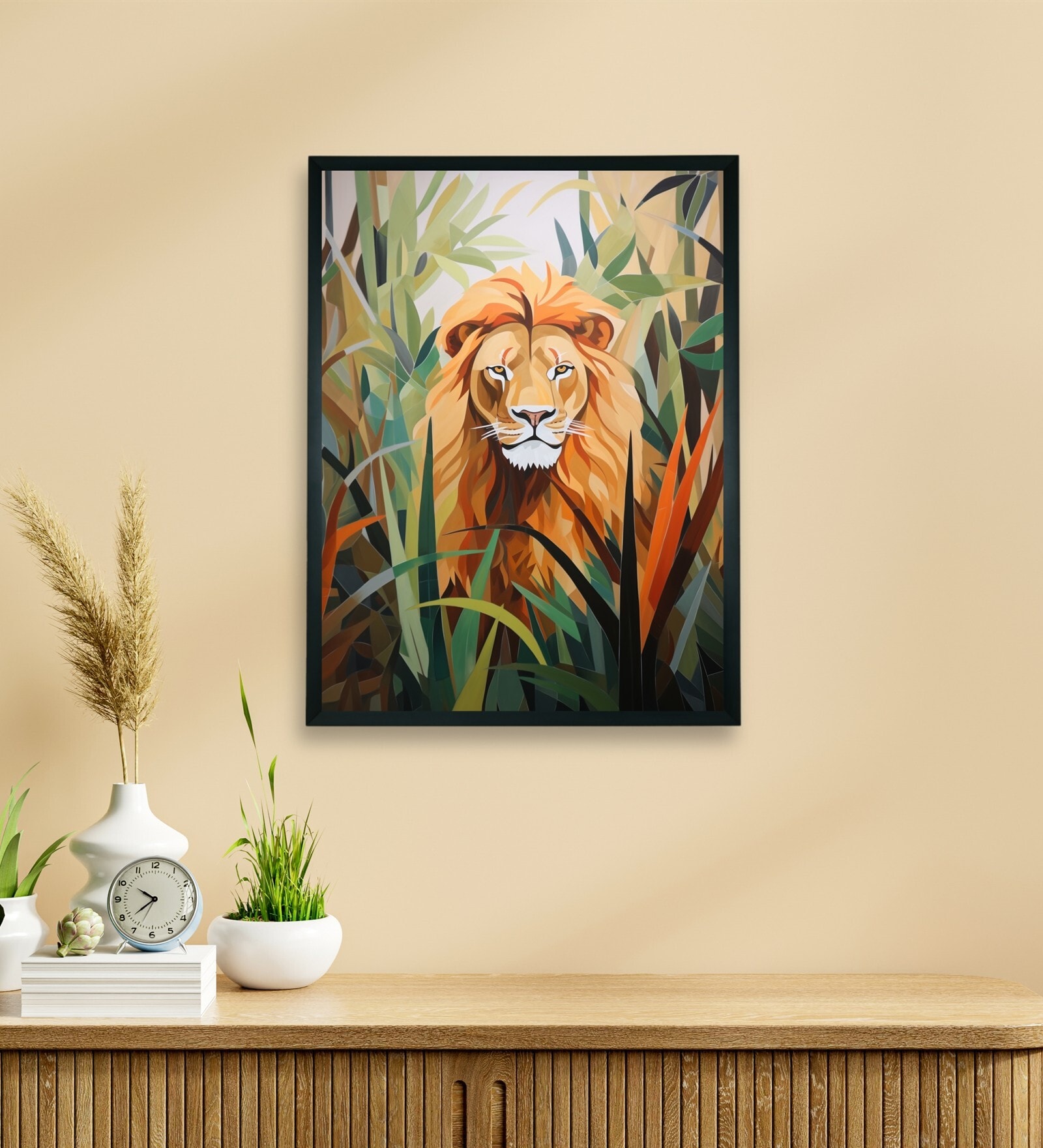 Abstract Lion Modern 24 x 32 inch Canvas Wall Art