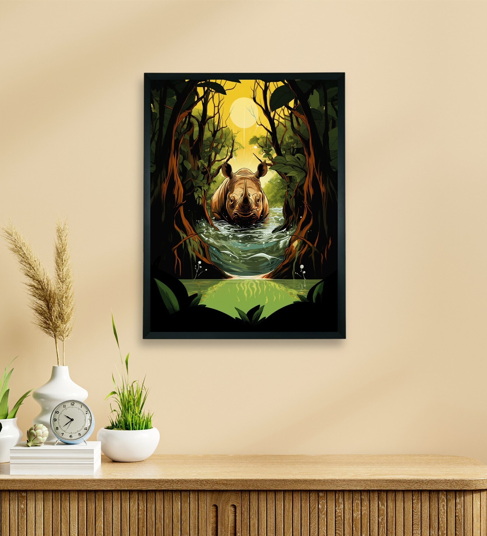 Abstract Rhino Elegant 18 x 24 inch Canvas Wall Art