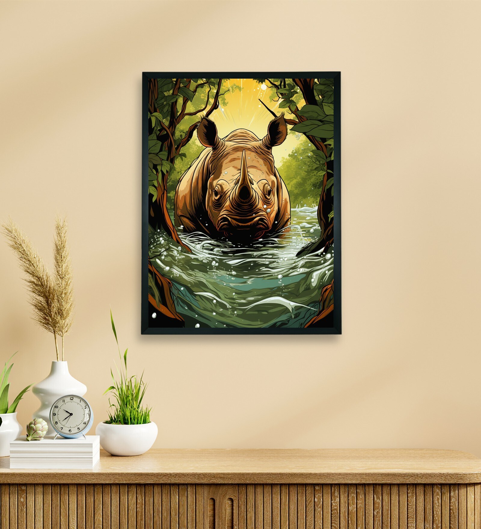 Abstract Rhino Modern 24 x 32 inch Canvas Wall Art