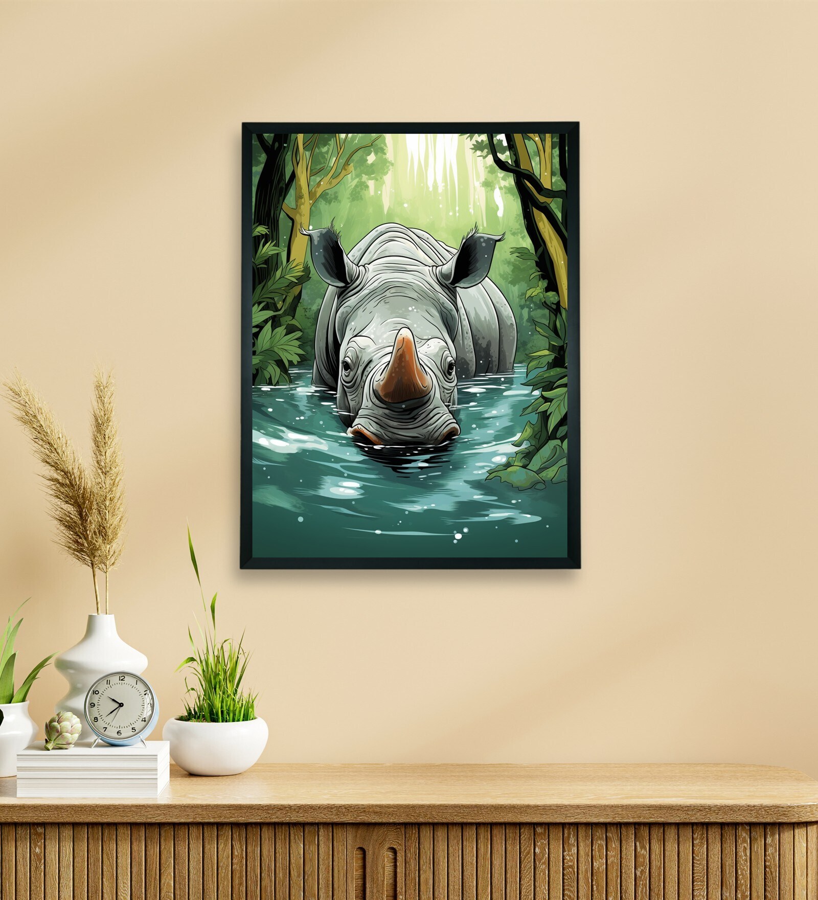 Abstract Rhino Stylish 18 x 24 inch Canvas Wall Art