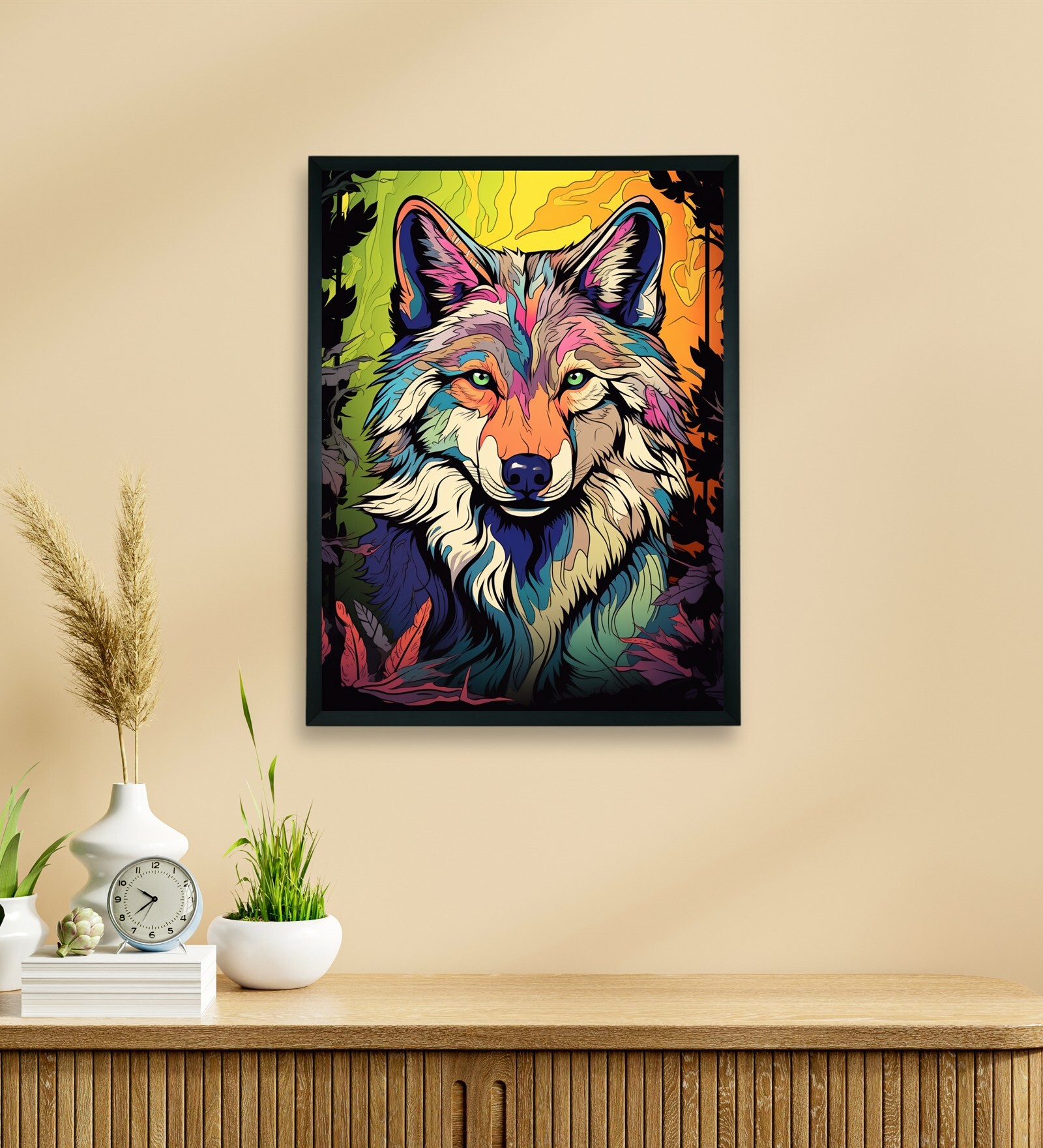 Abstract Wolf Harmony 18 x 24 inch Canvas Wall Art