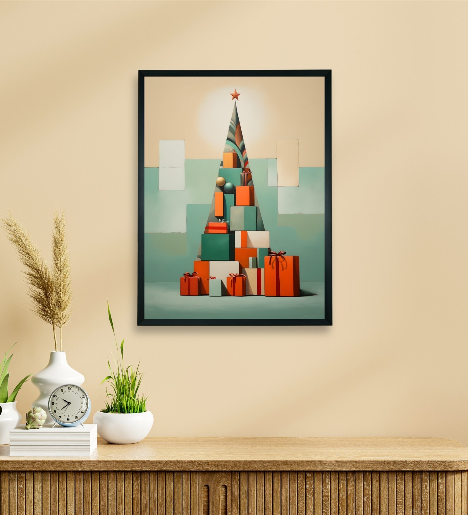 Festive Triangles Holiday 24 x 32 inch Canvas Wall Art