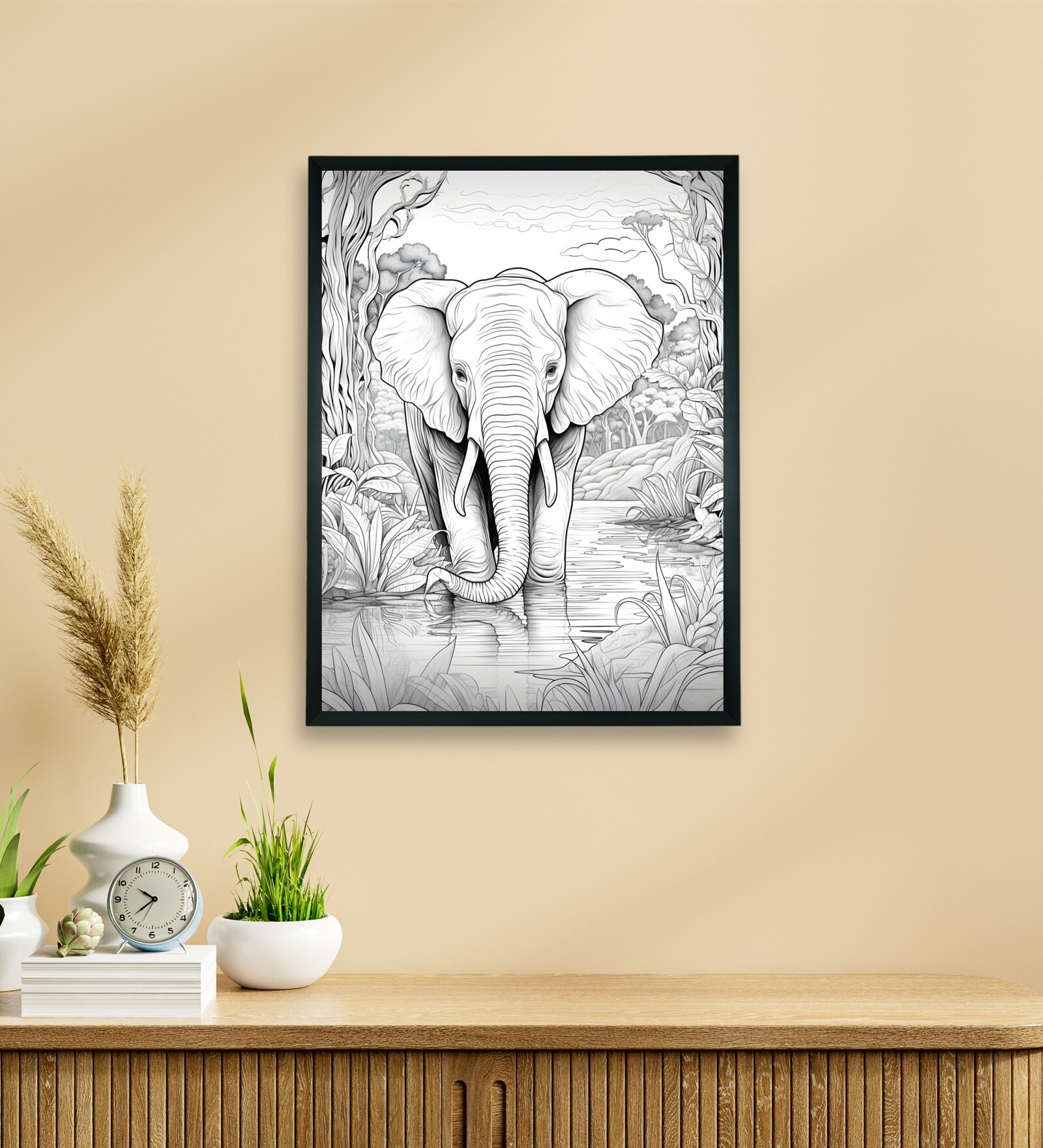 Jungle Symphony Elephant 18 x 24 inch Canvas Wall Art