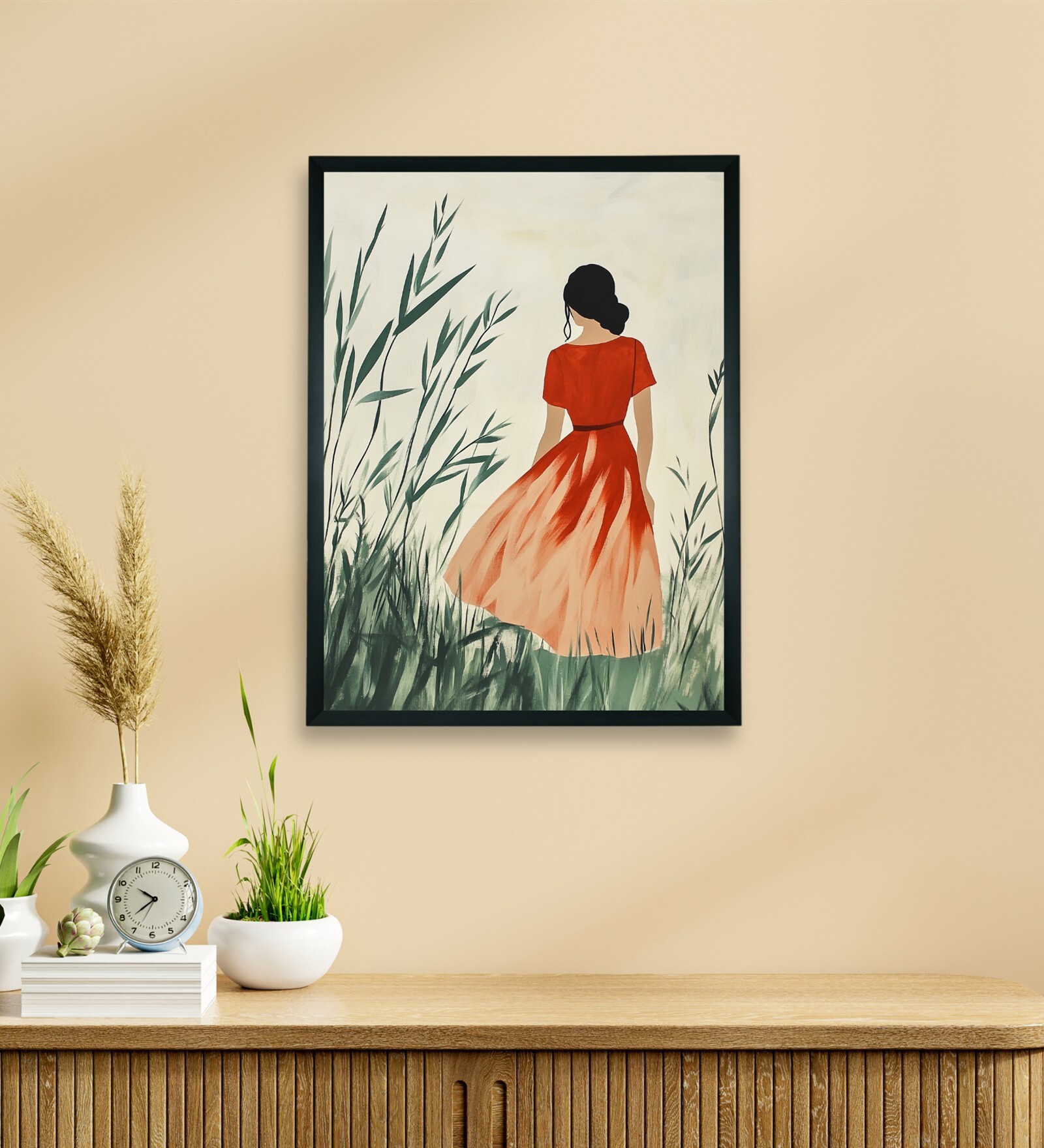 Maiden in Red Harmony 12 x 16 inch Canvas Wall Art