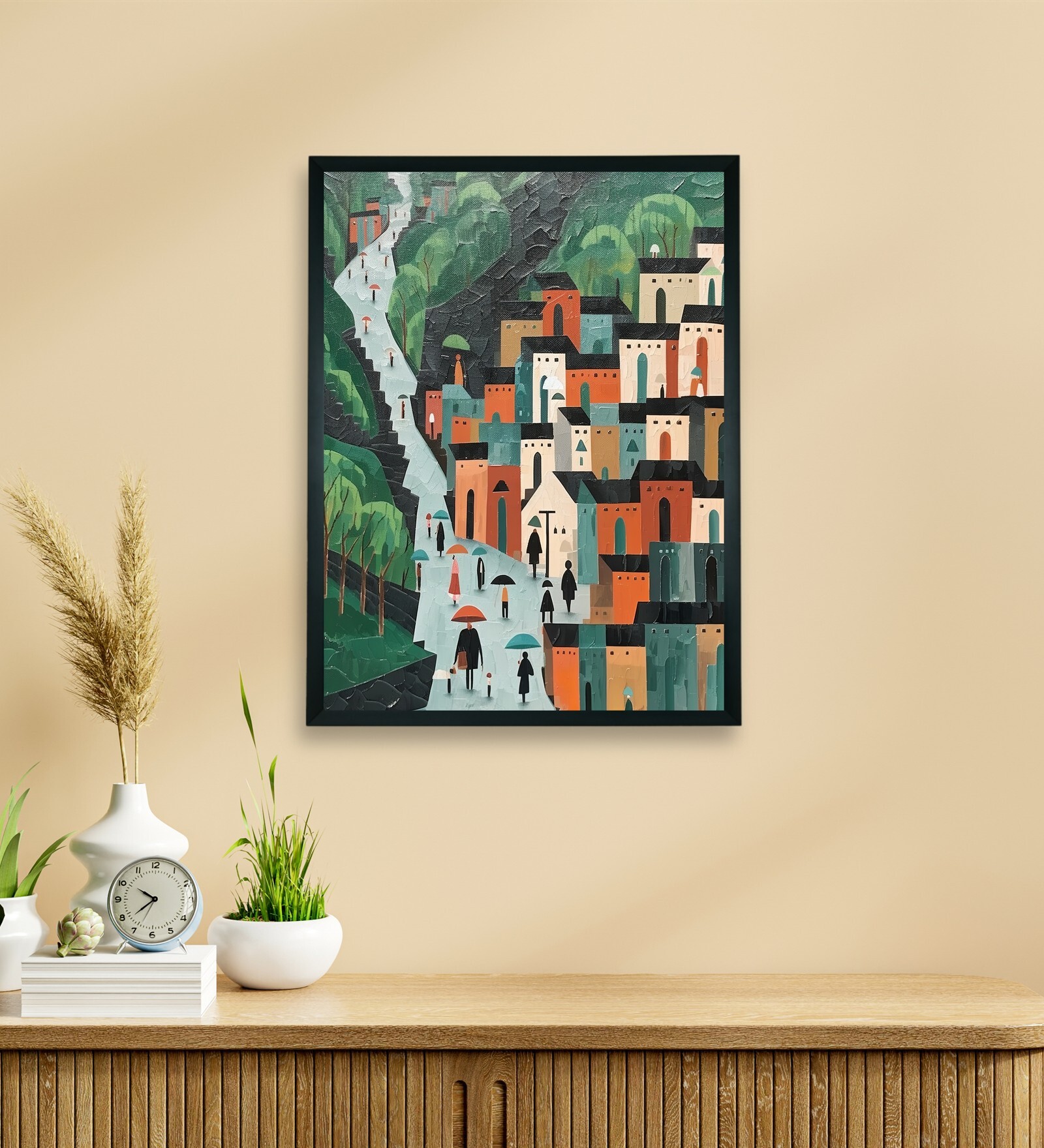 Nordic Rainy Day Hills 12 x 16 inch Canvas Wall Art