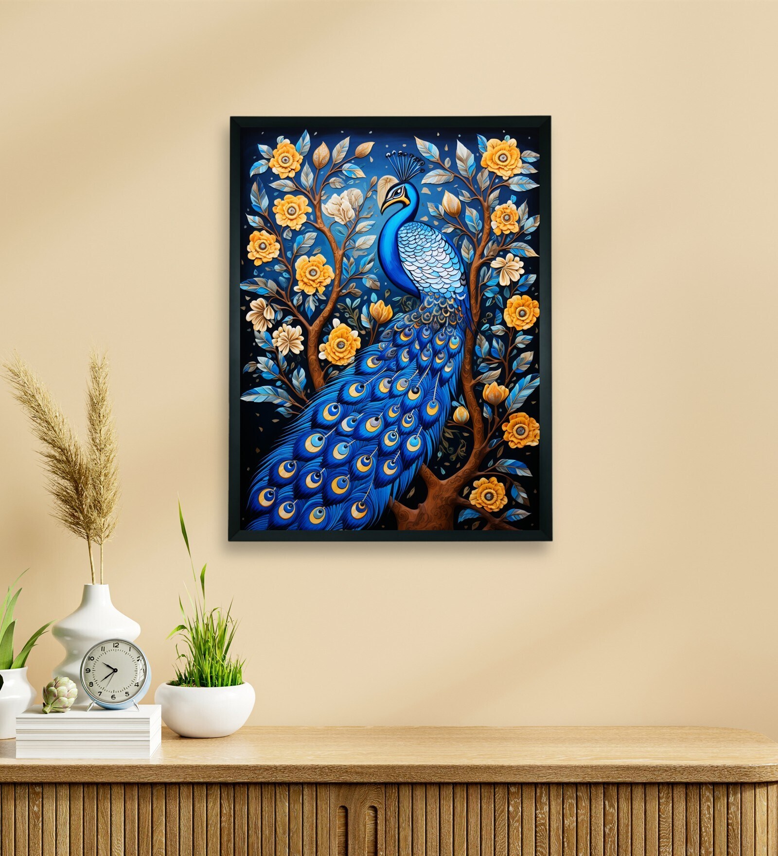 Peacock's Tranquil Aura 18 x 24 inch Canvas Wall Art