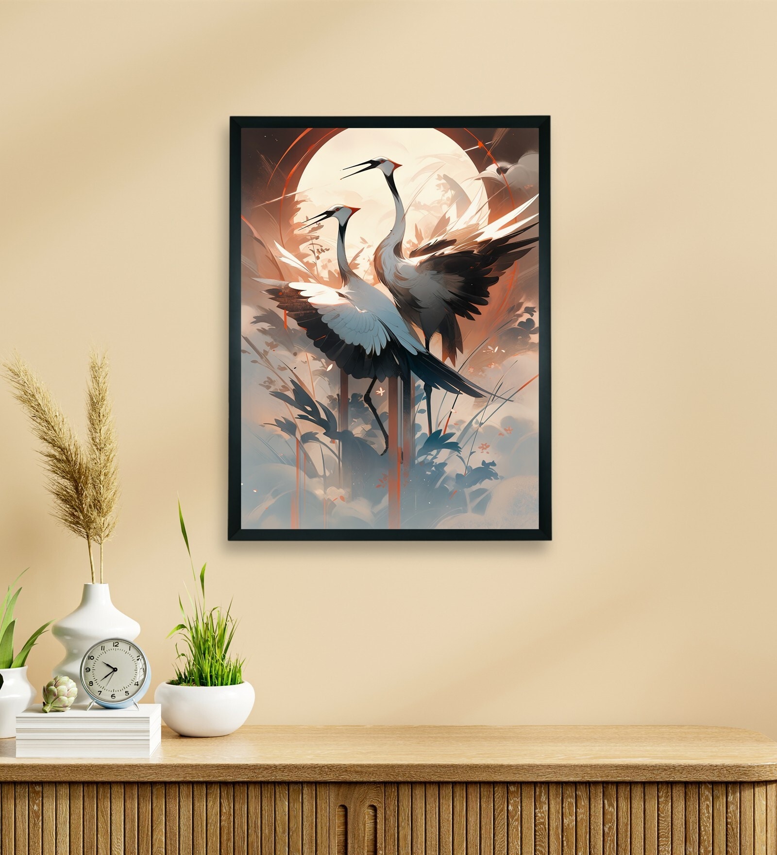 Sarus Crane Sky 24 x 32 inch Canvas Wall Art