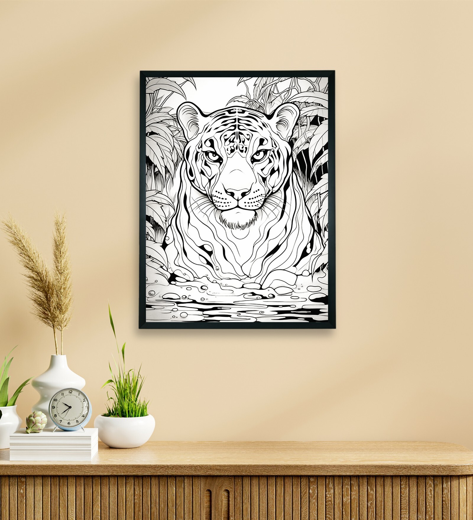 Stripes of Serenity Tiger 18 x 24 inch Canvas Wall Art