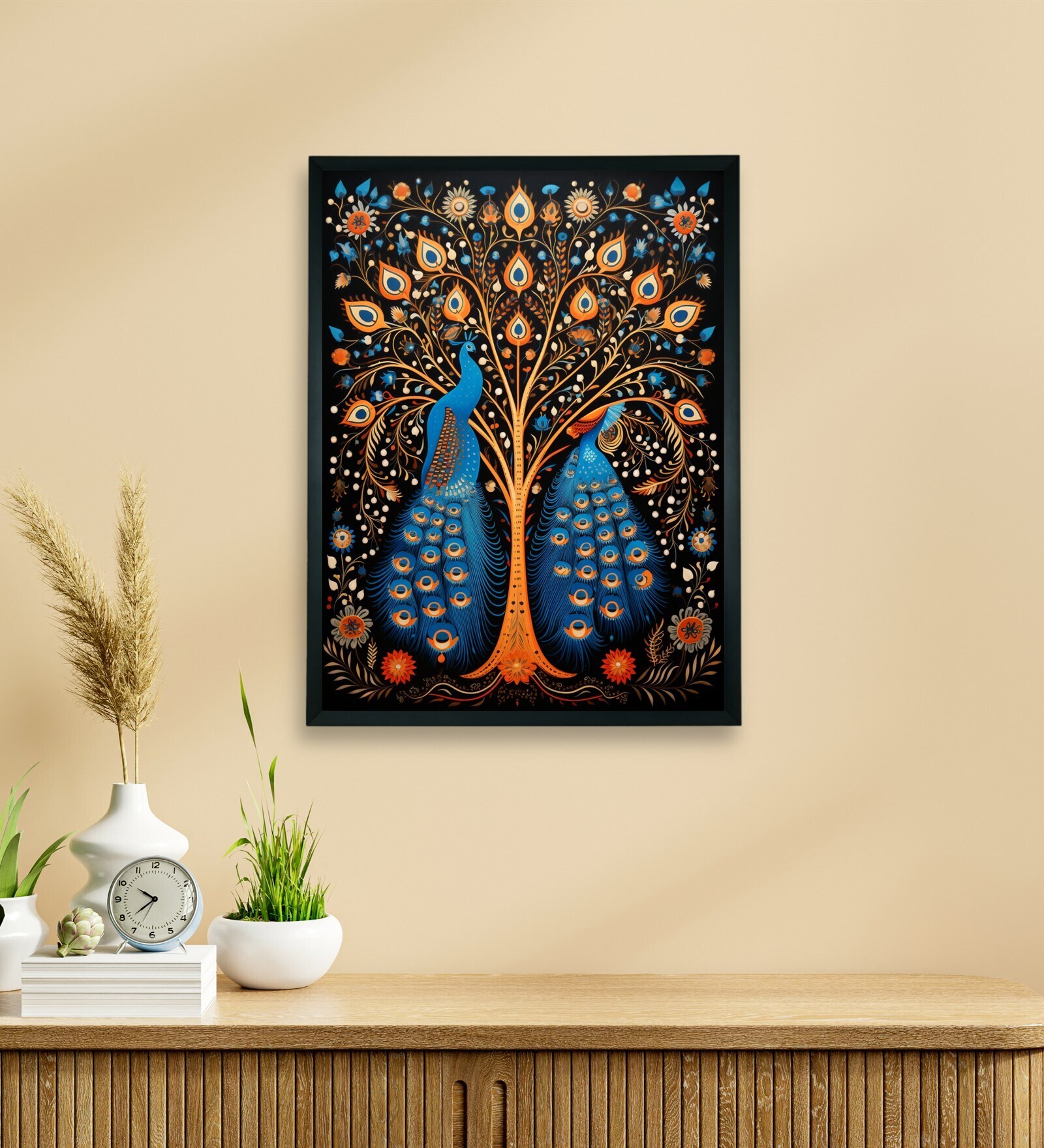 Twin Flames Peacock 12 x 16 inch Canvas Wall Art