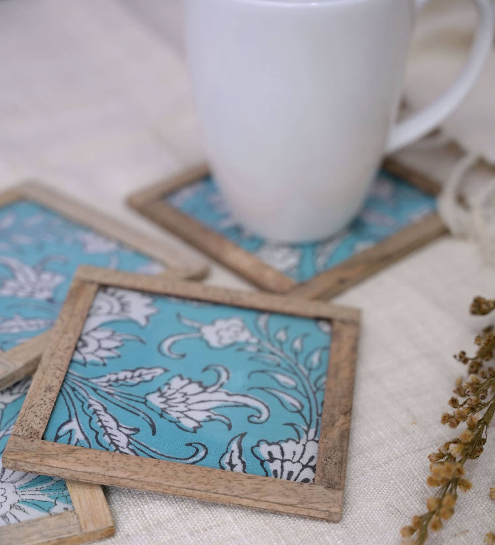 Chloe Blue  Cotton 4 Pcs Coasters