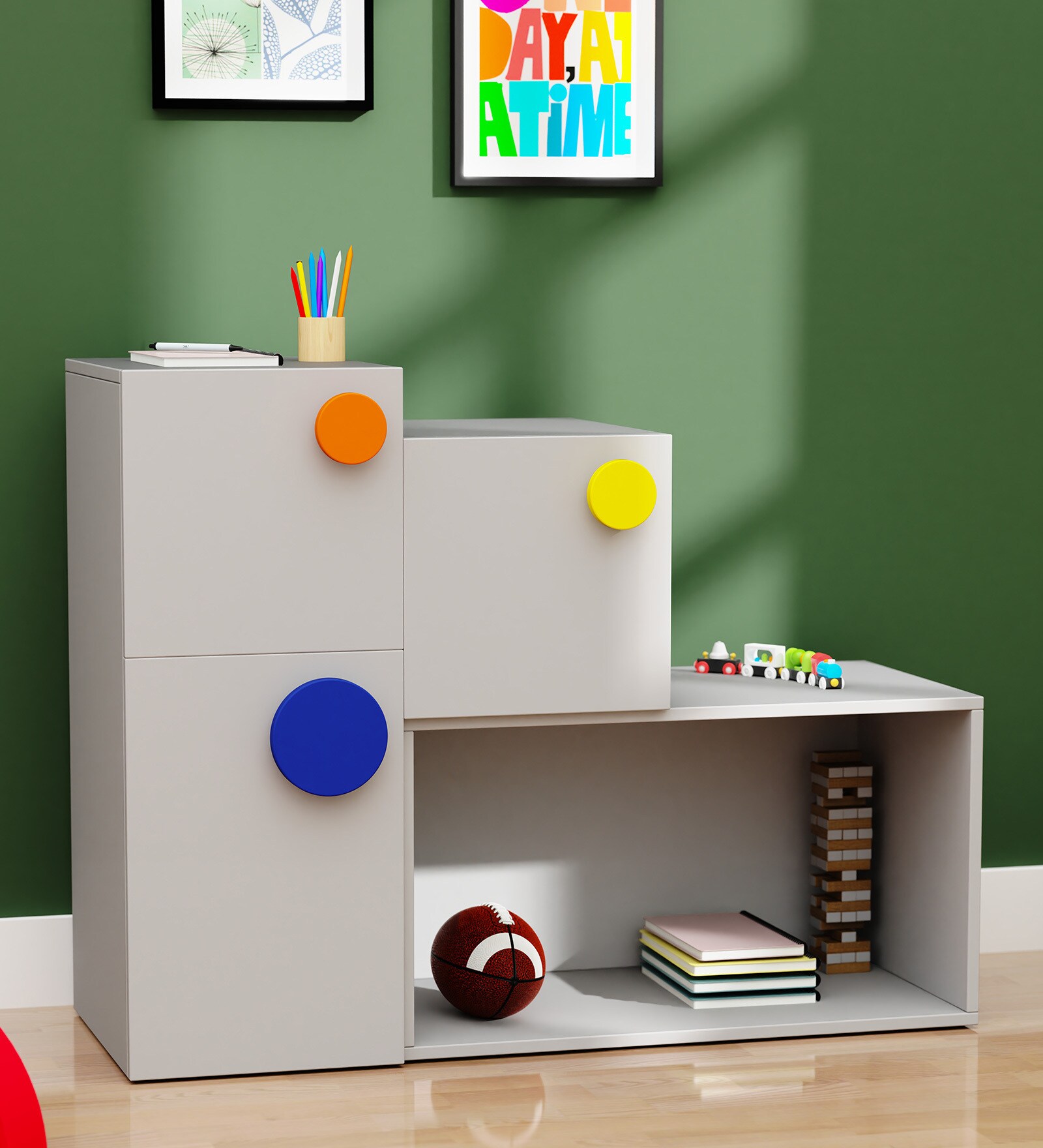 Choc-O-Block Kids Storage Cabinet in Grey Colour
