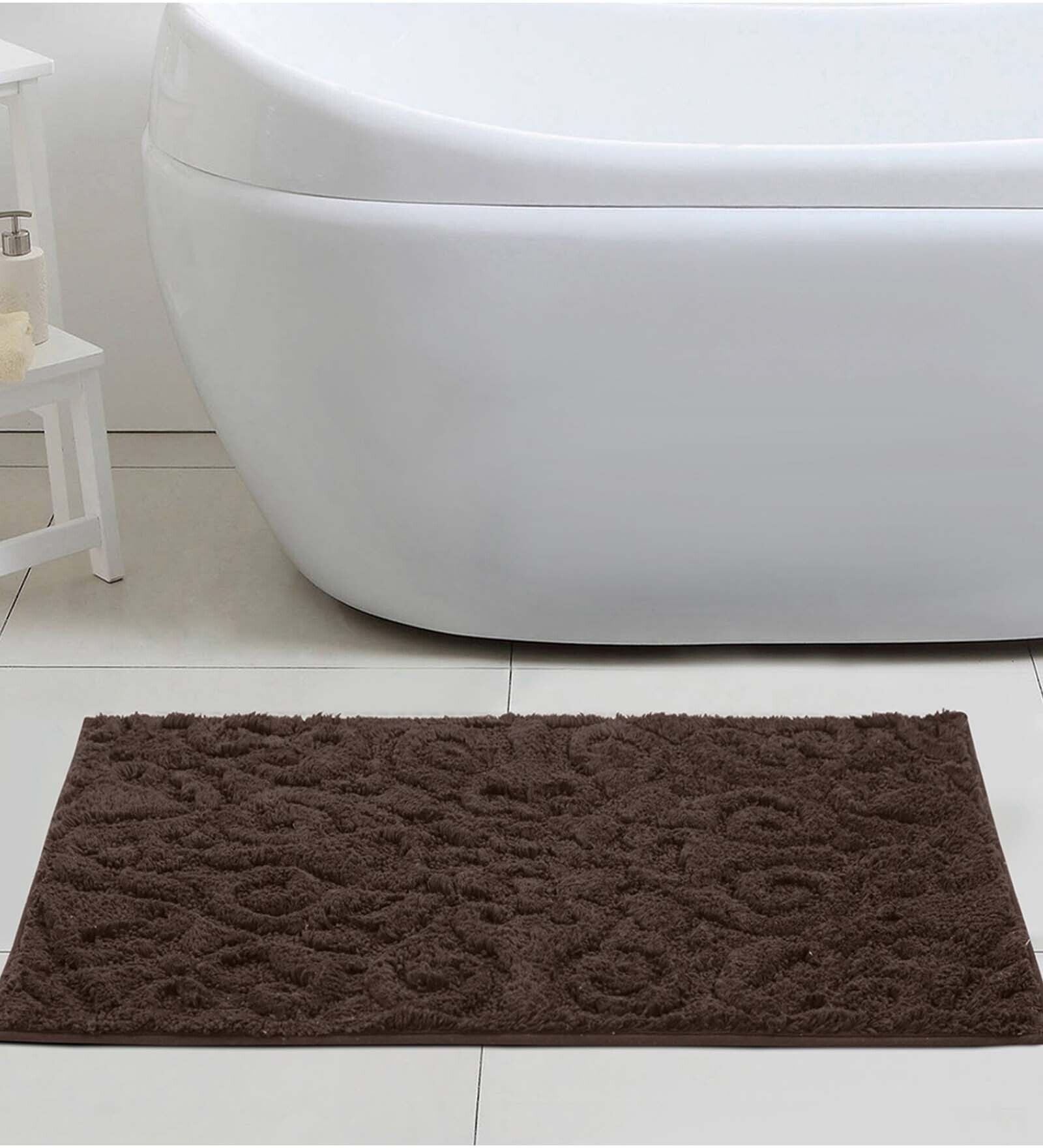 Brown Abstract 100 % Cotton 27.5x19.6 Inches AntiSkid Bath Mat
