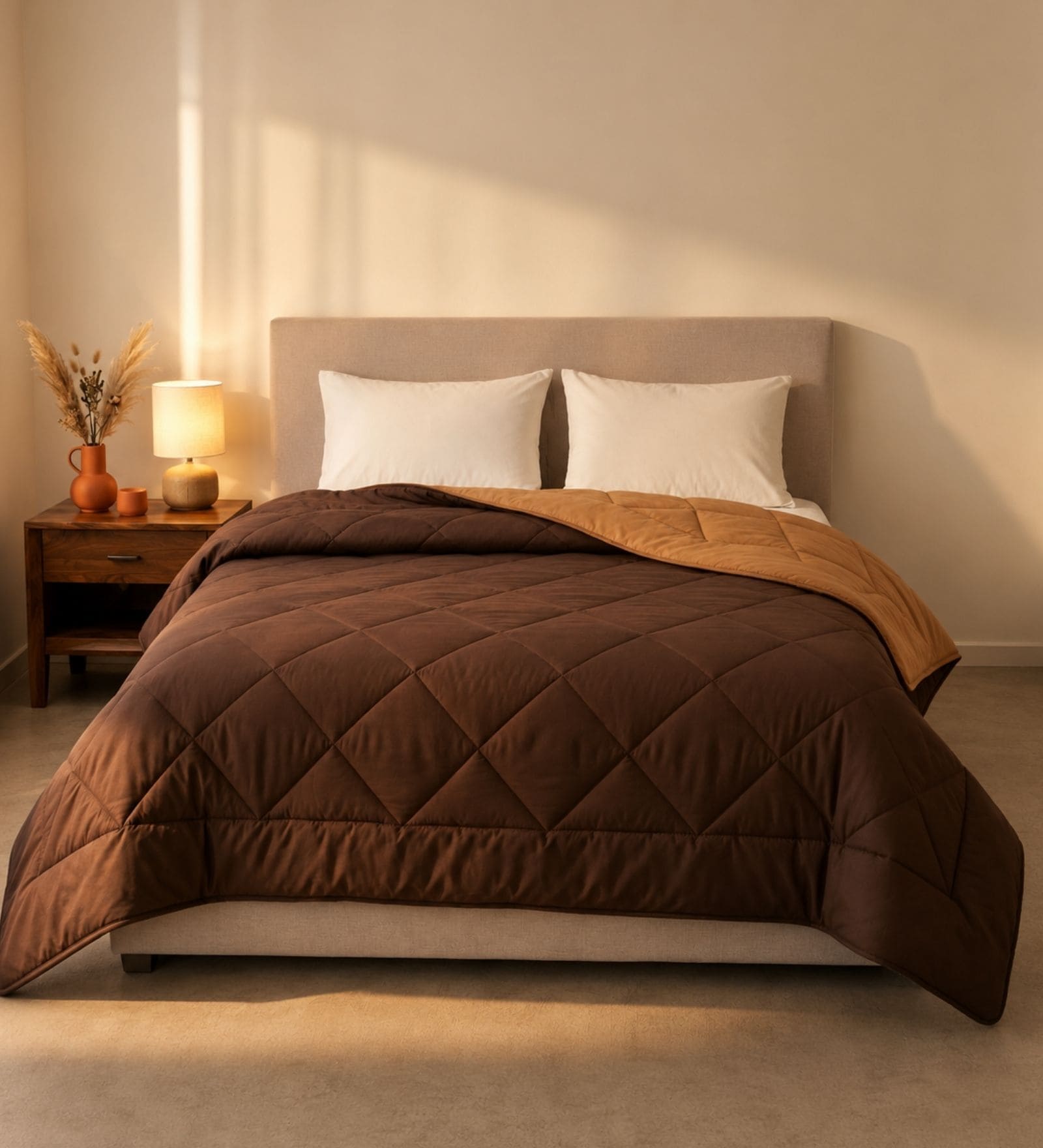 Brown & Caramel 200 GSM Reversible Comforter