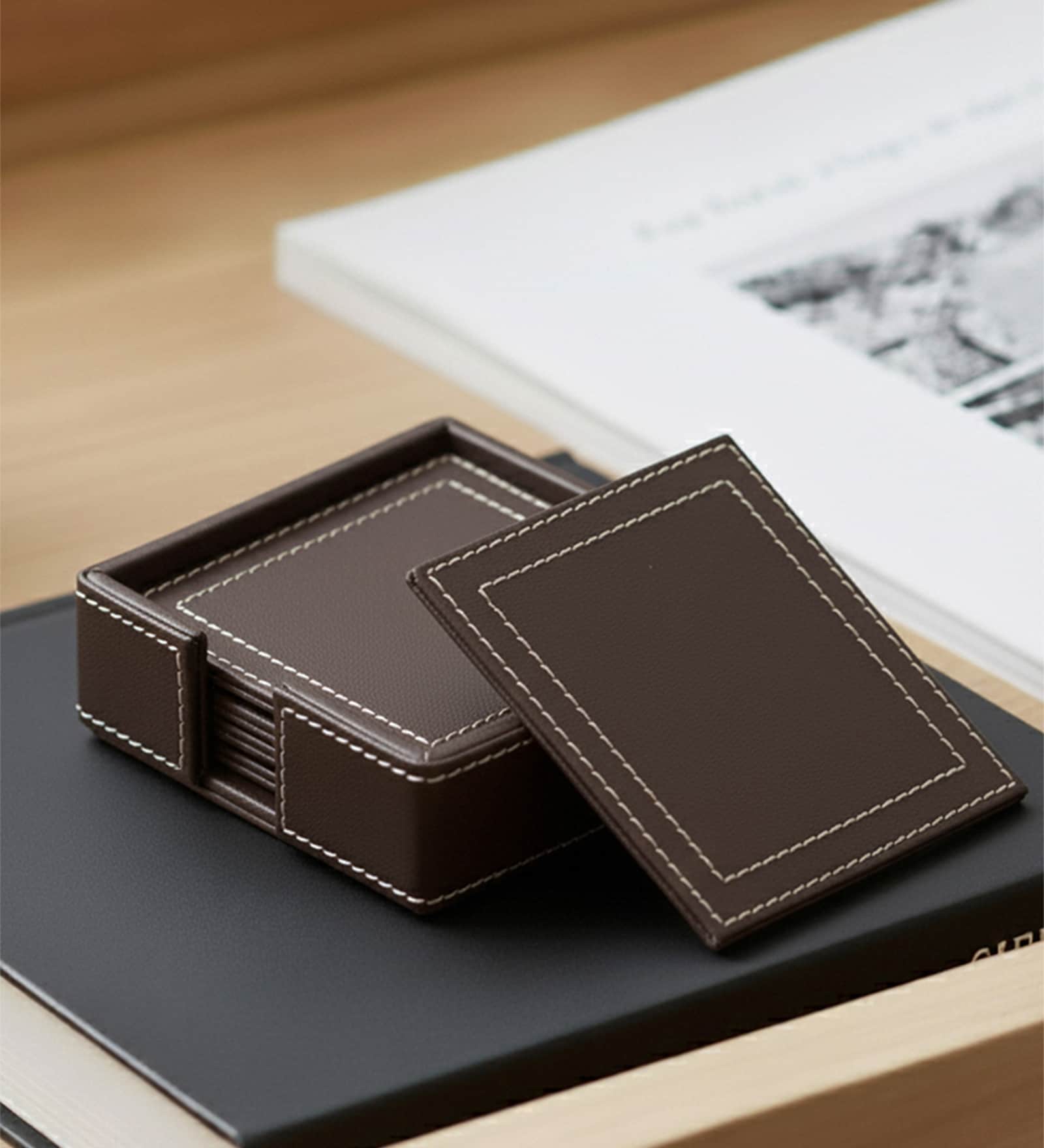 Chocolate Brown Chic Square Coaster