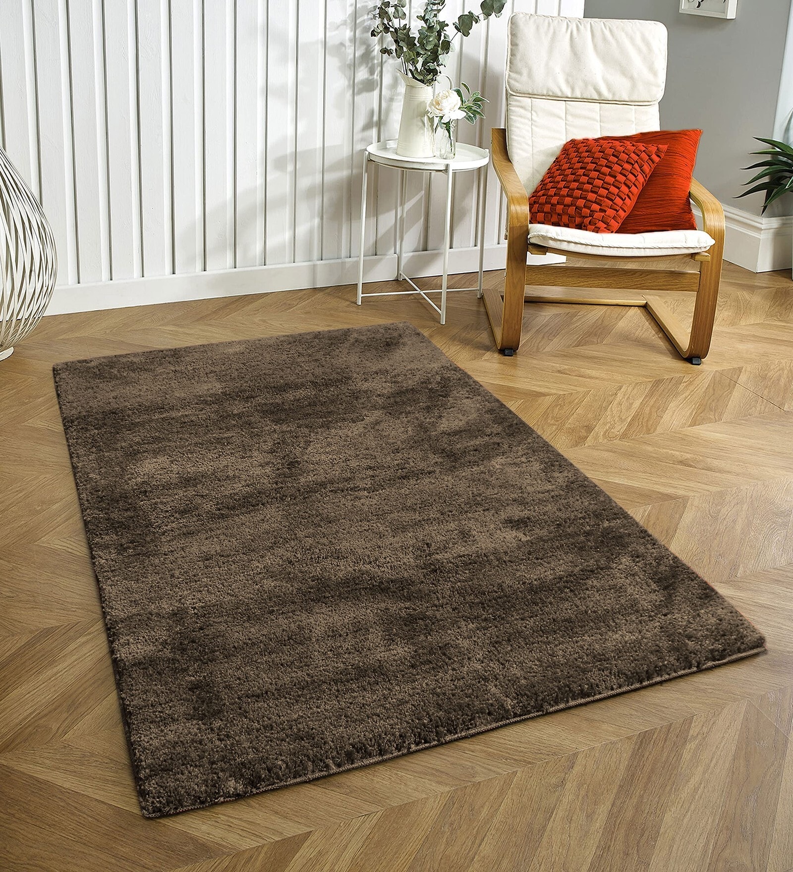 Chocolate Solid Microfiber 6 X 7 Feet Tufted Carpet