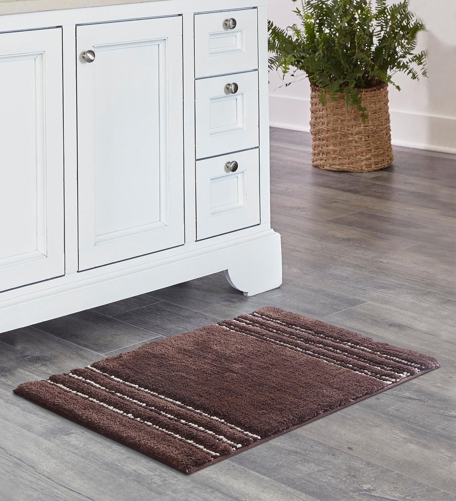 Chocolate Stripe Polyester 24x16 Inches Max Absorbant 1 Bathmat