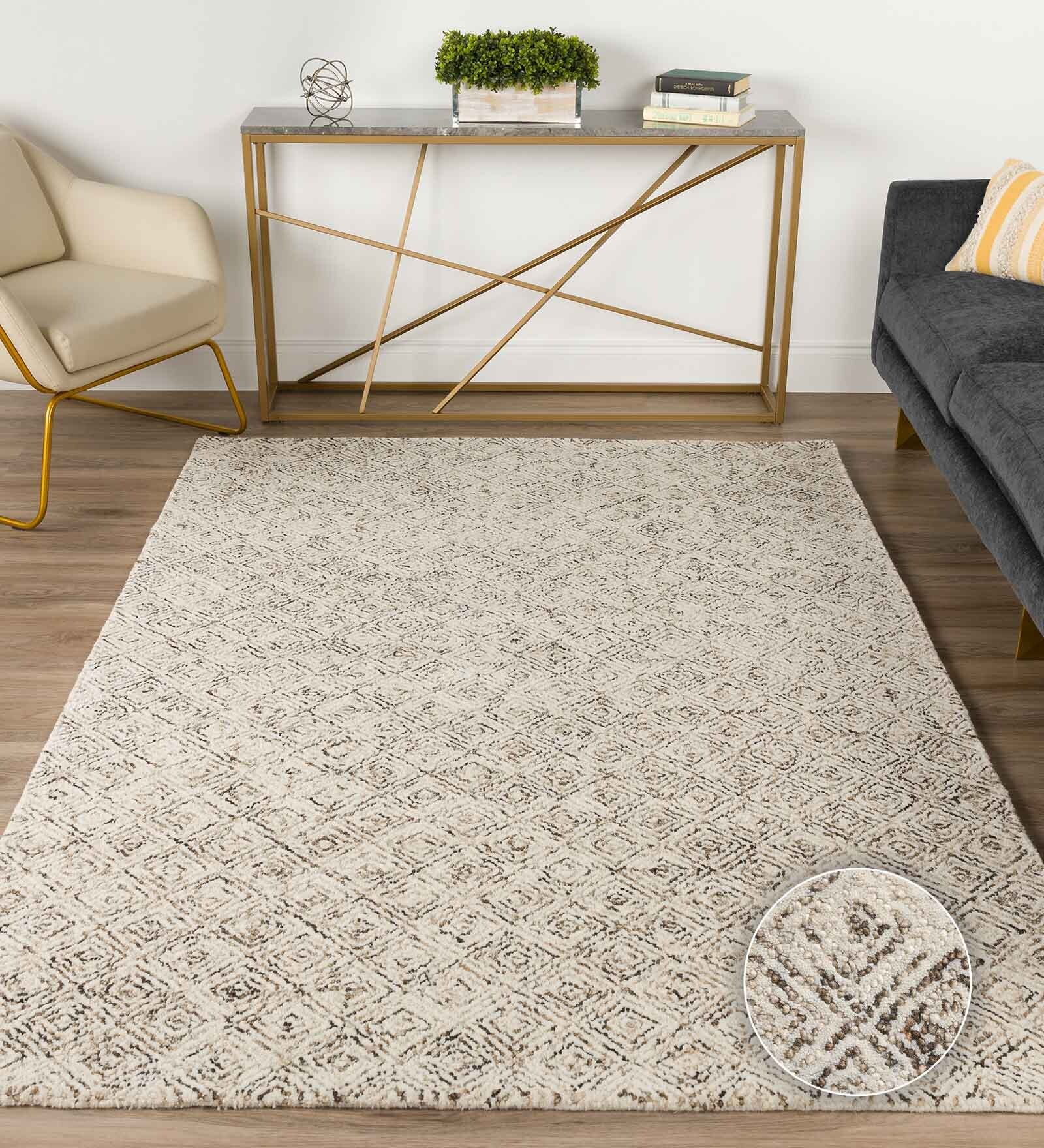 Chocolate Wool Abstract 9' x 6' Hand tufted Carpet