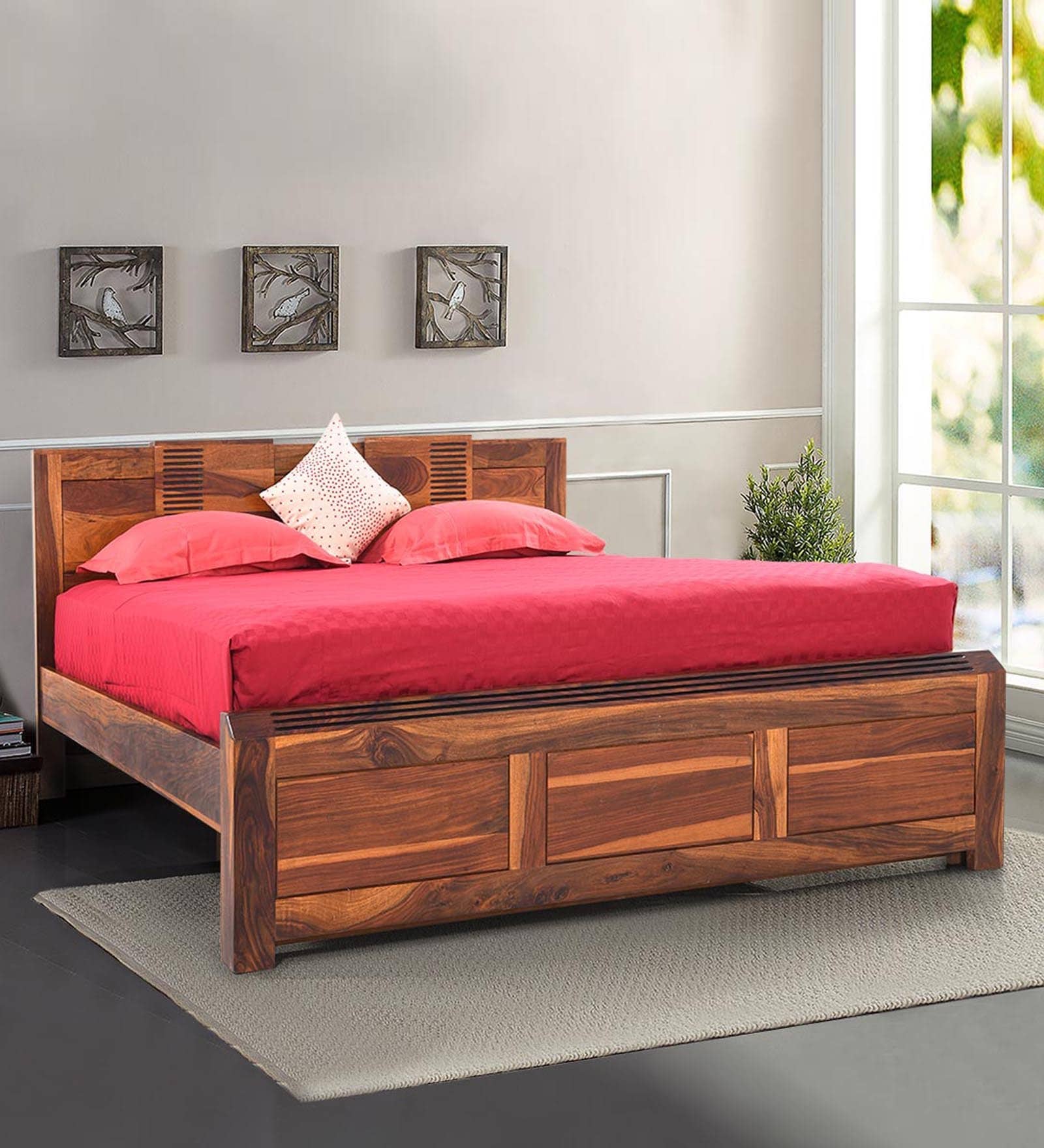 Chola King Size Bed Without Storage In Brown Colour