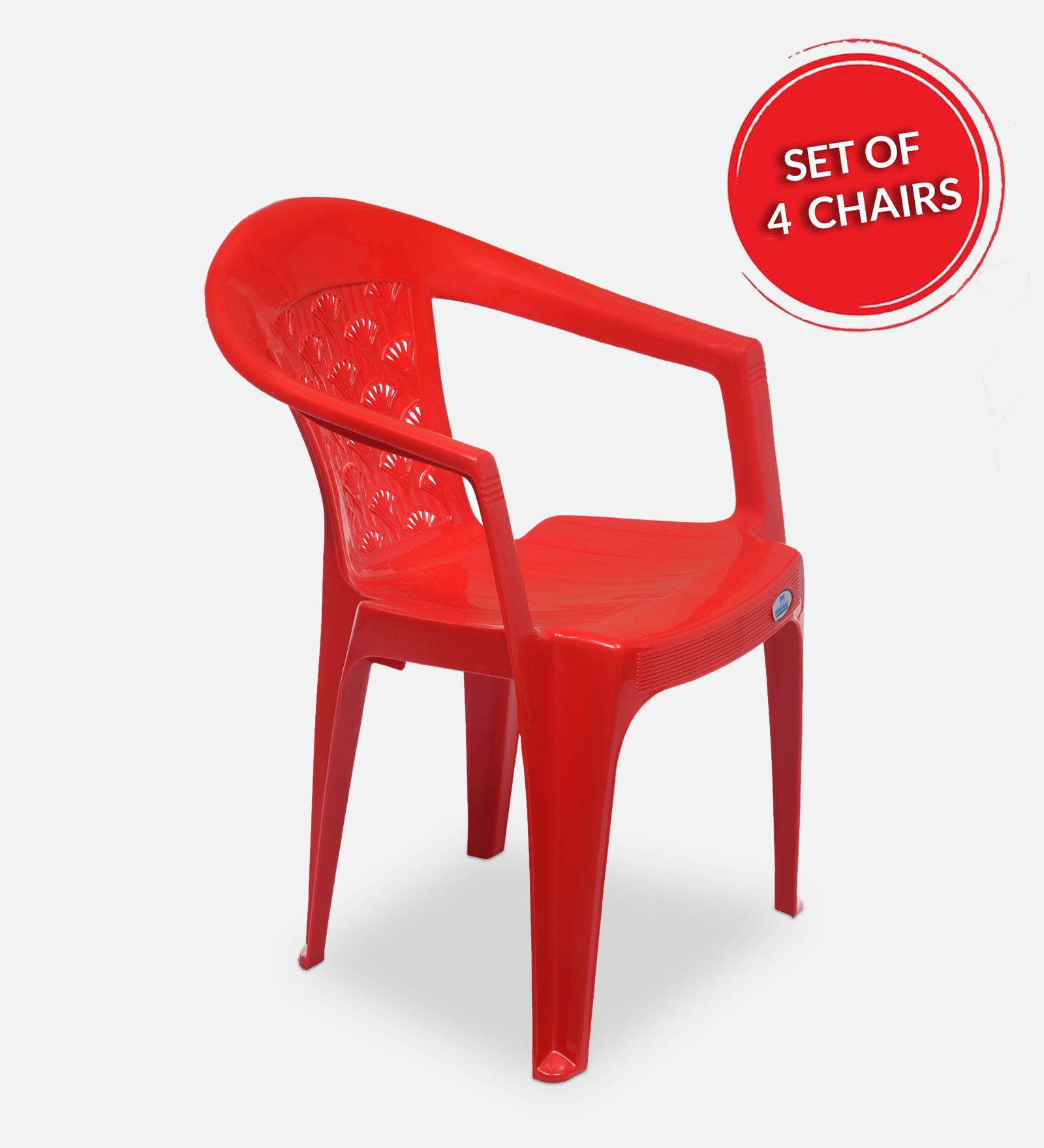 CHR2041 Plastic Chair in Bright Red Colour , Set of 4
