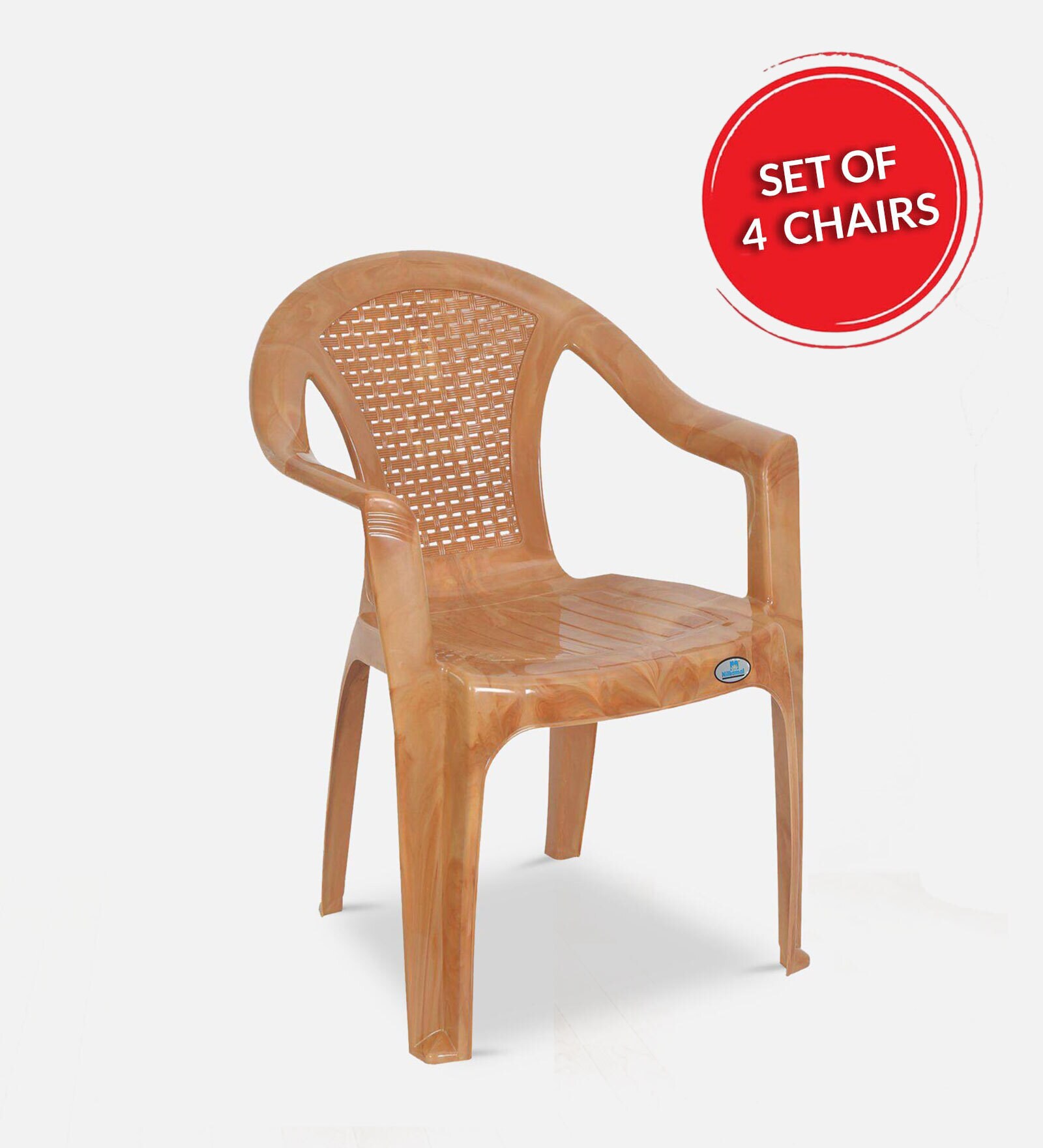 CHR2061 Plastic Chair in Light Pear Wood Finish , Set of 4