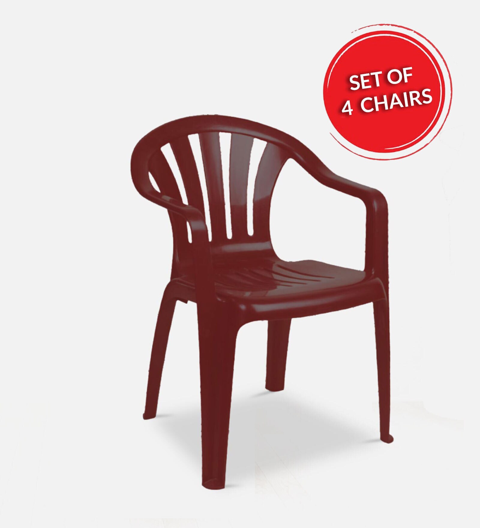 CHR2005 Plastic Chair in Rose Wood Colour , Set of 4